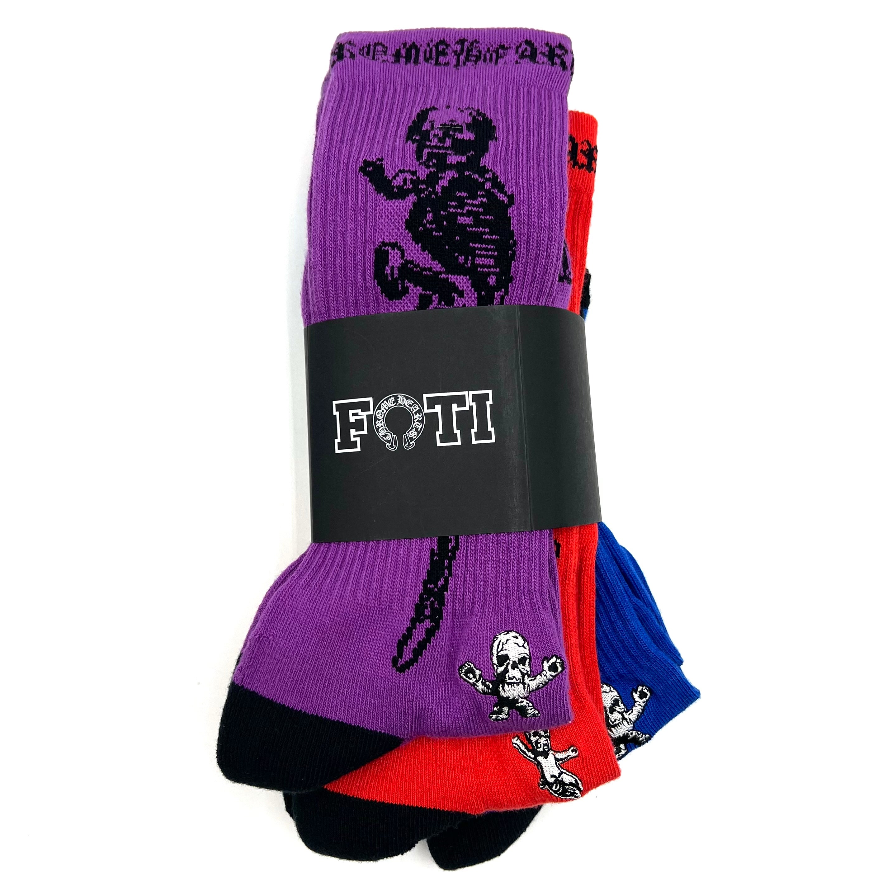 3-Pack Foti Socks Purple/Red/Blue