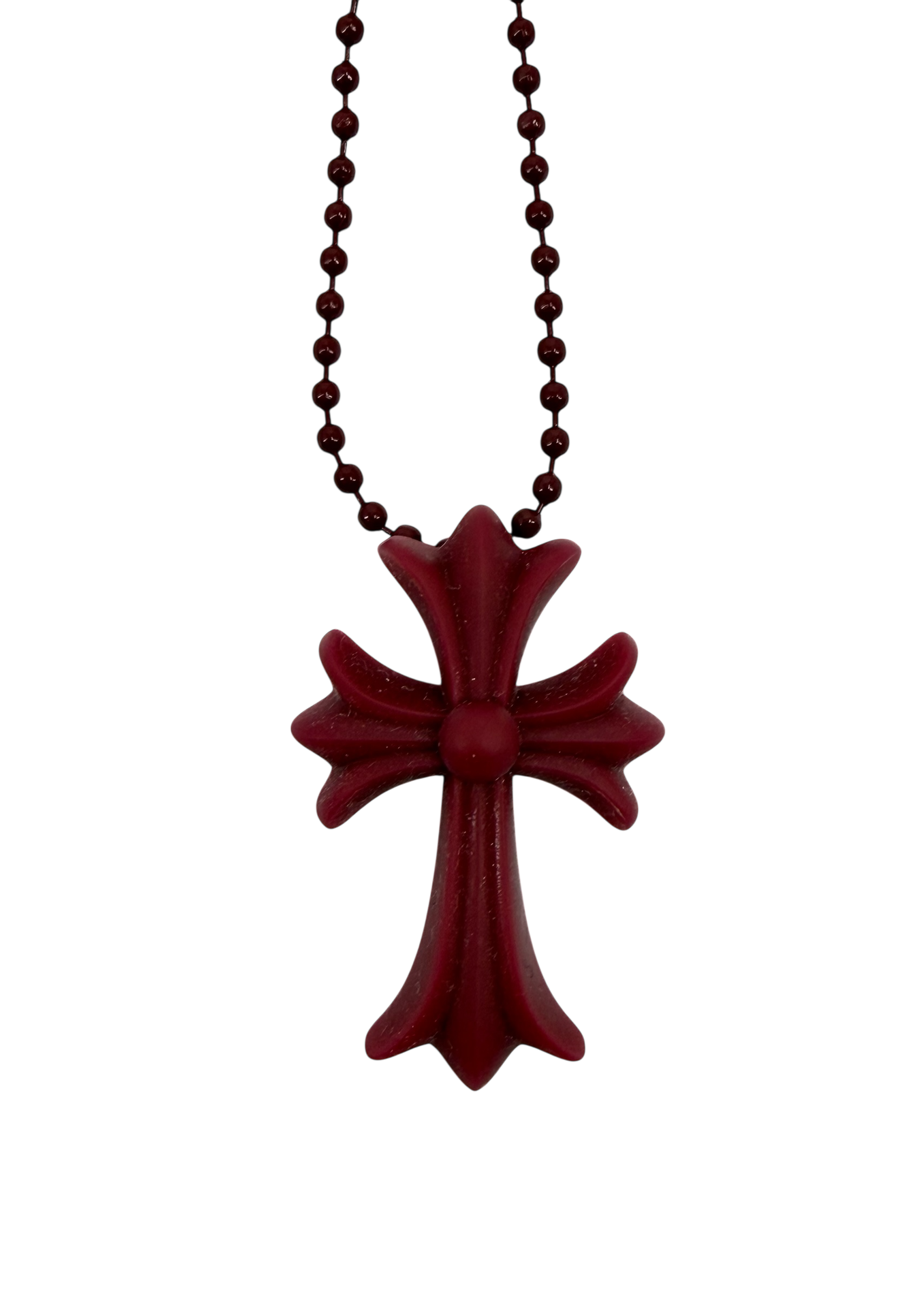 Bordeaux Silicone Cross Necklace