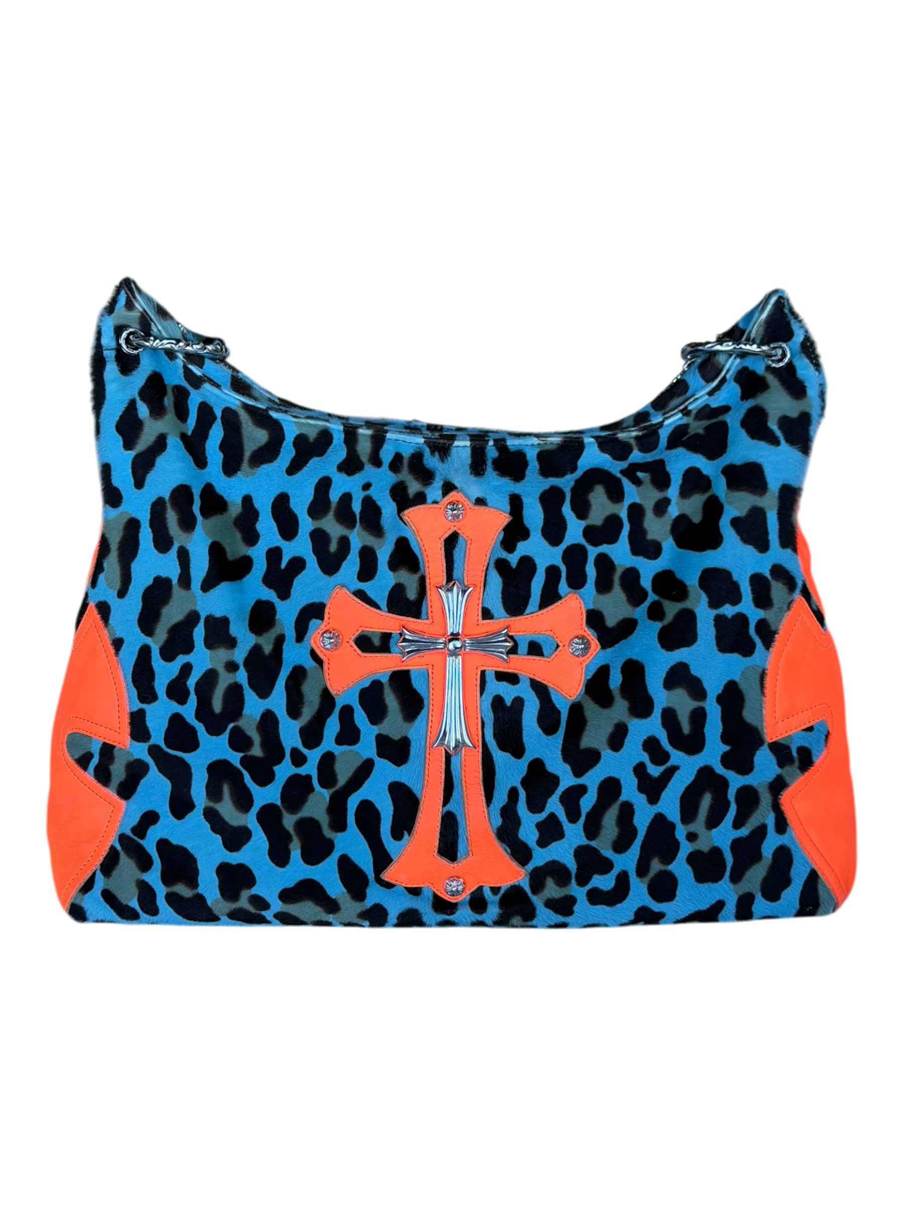 Leopard Pony Hair Silver Cross Lyon Bag