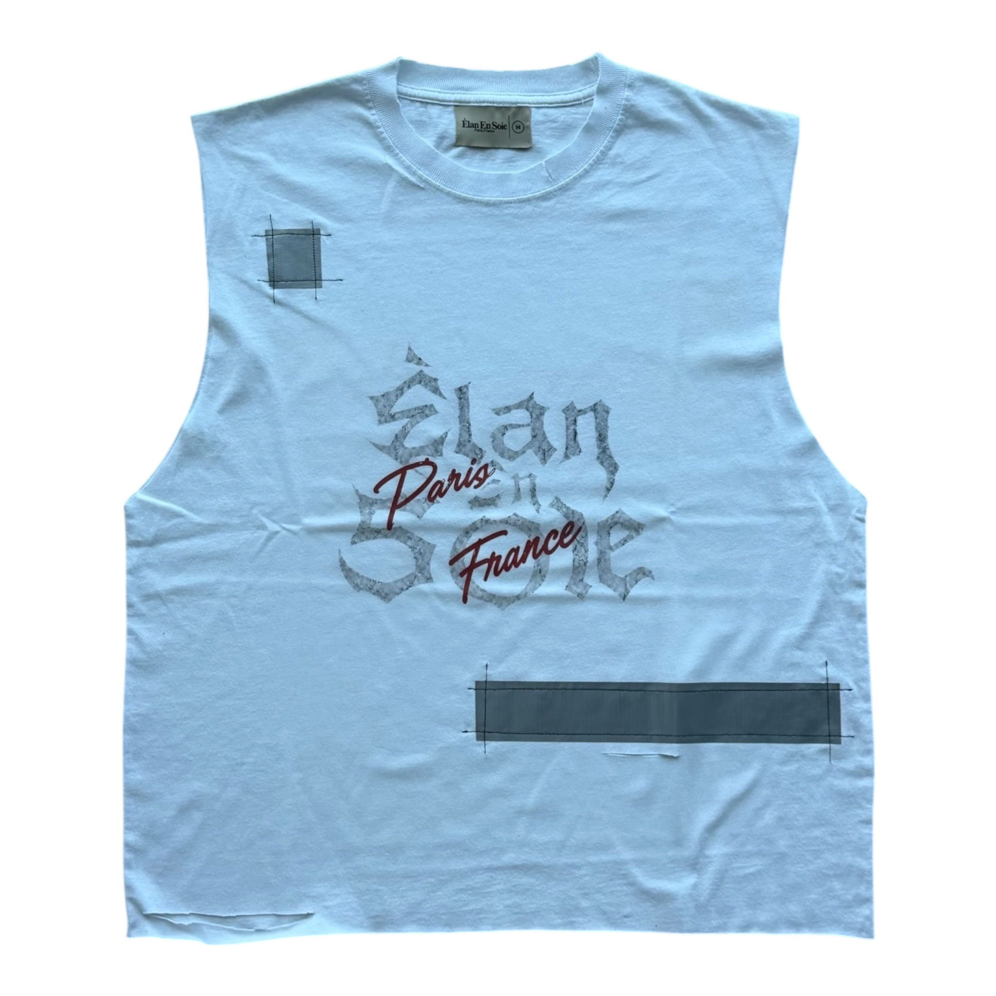 Paris Graffiti Cut Off Distressed Tee White