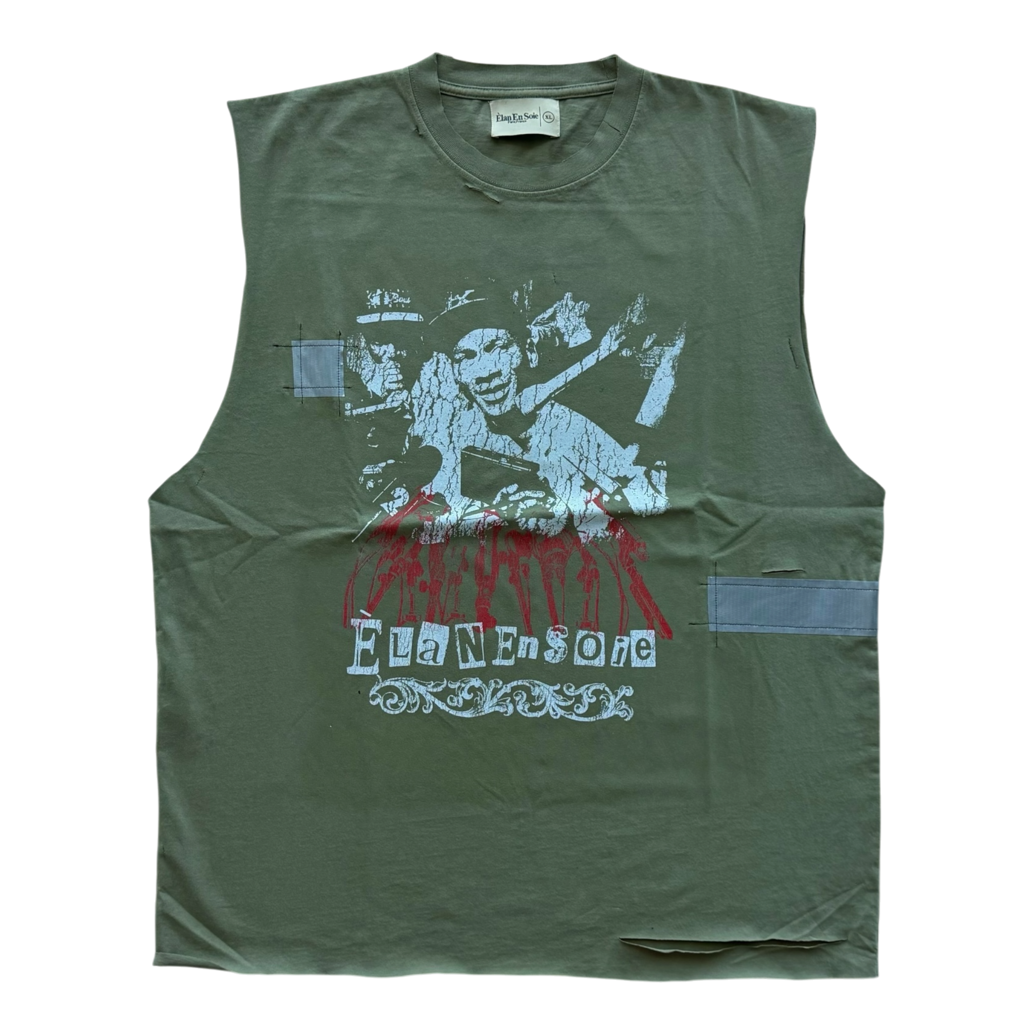 Showtime Cut Off Distressed Tee Green