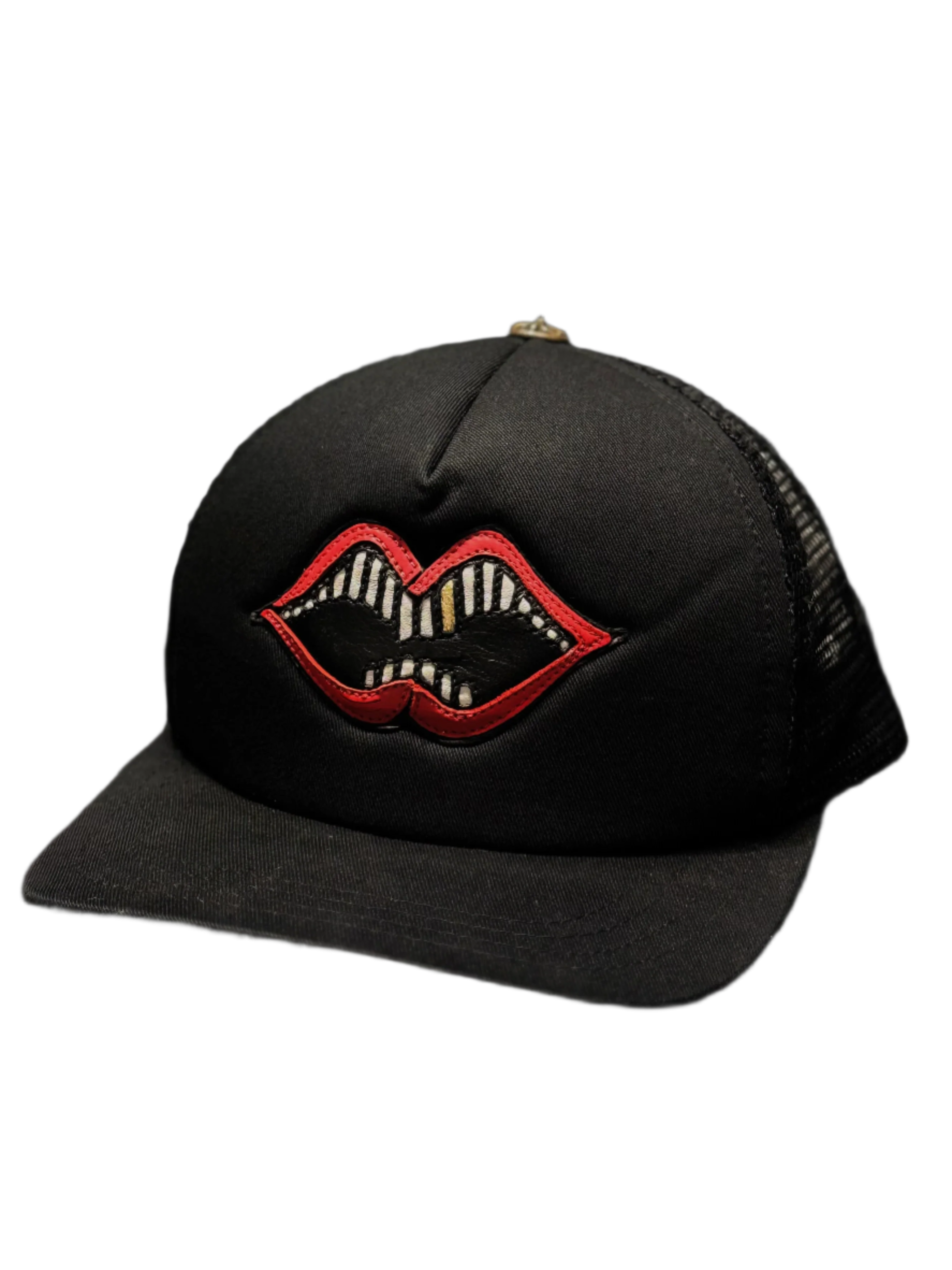 Matty Boy Leather Chomper Lips Trucker Hat Black/Red
