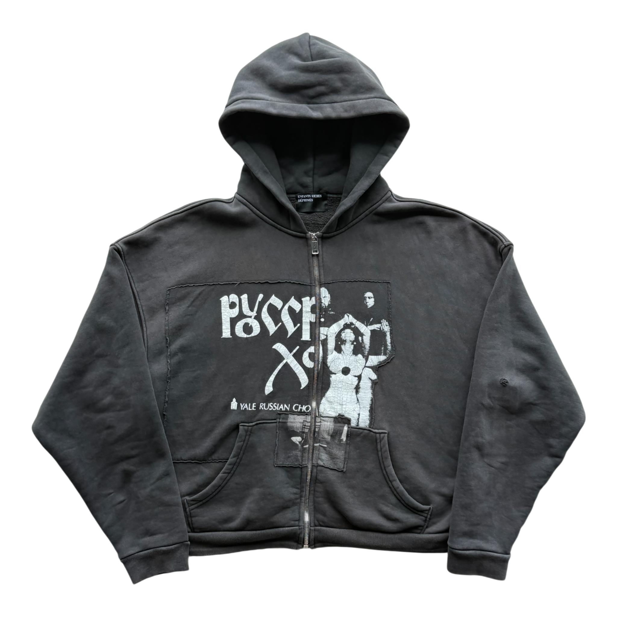 Russian Chorus Zip Hoodie Faded Black