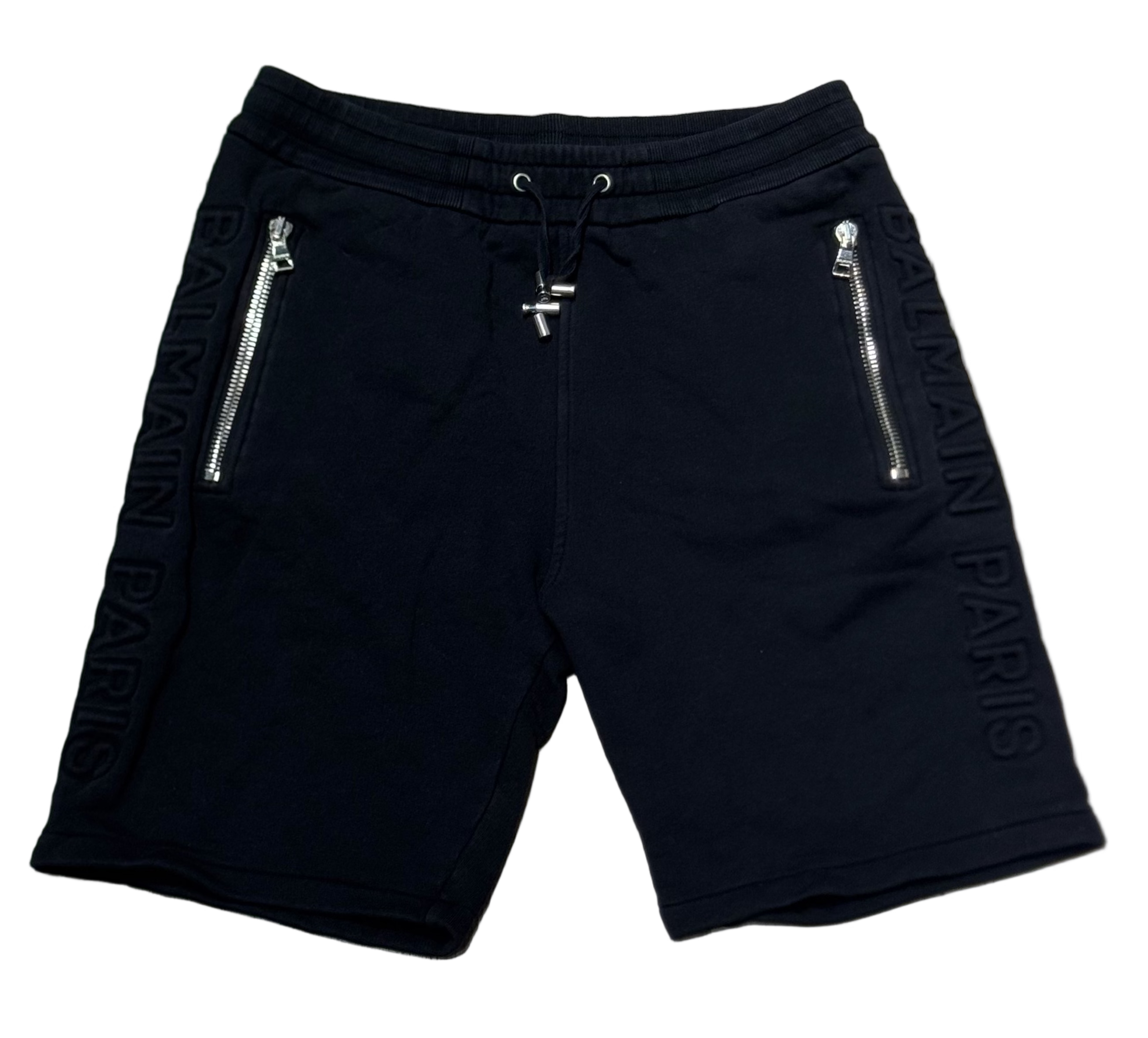 Black Embossed Zipper Shorts