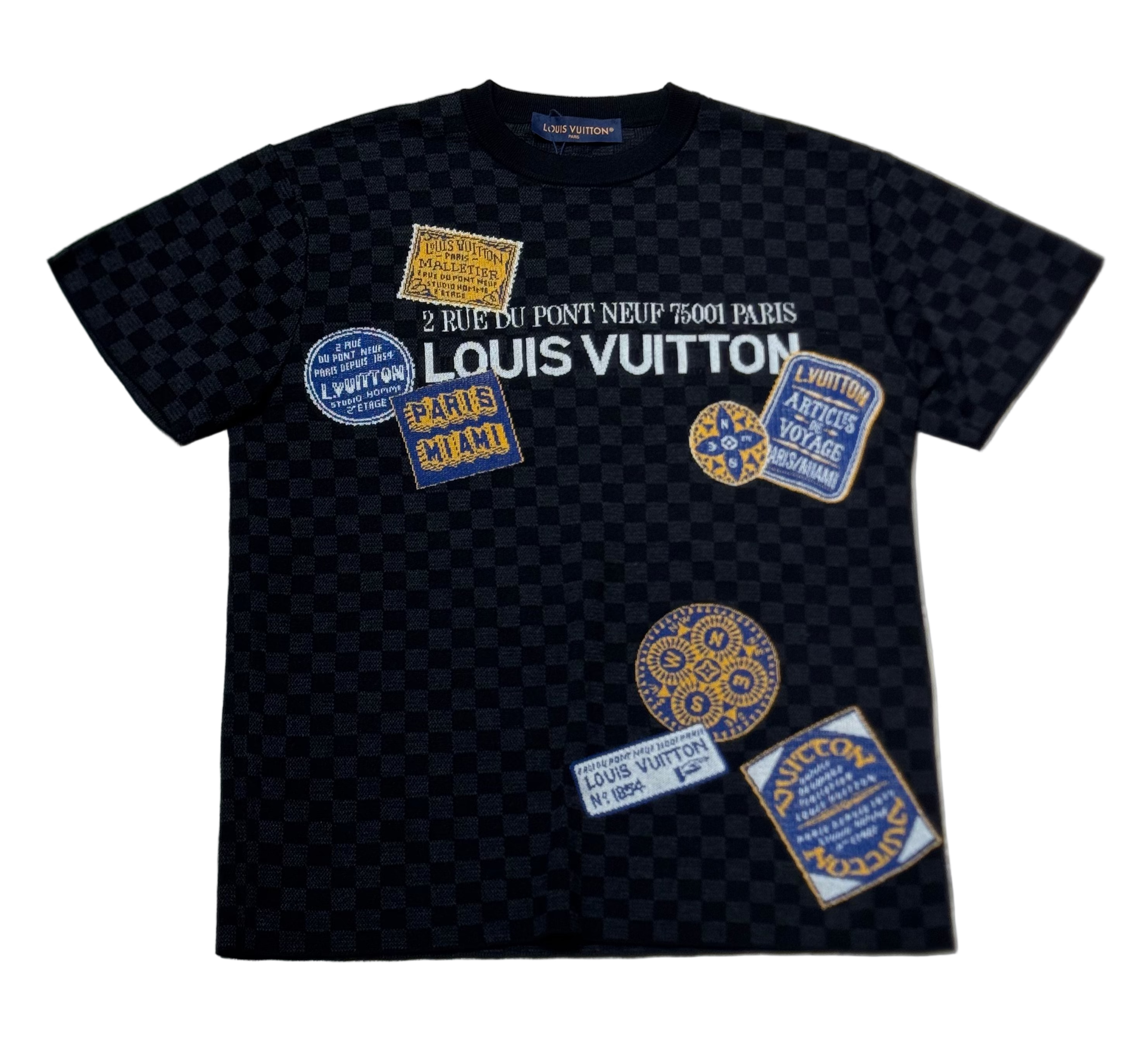 Damier Travel Short-Sleeved Signature Crewneck
