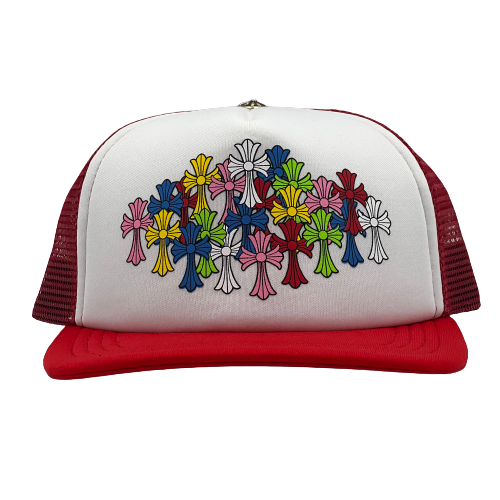 Multicolor Cross Trucker Hat Red/White