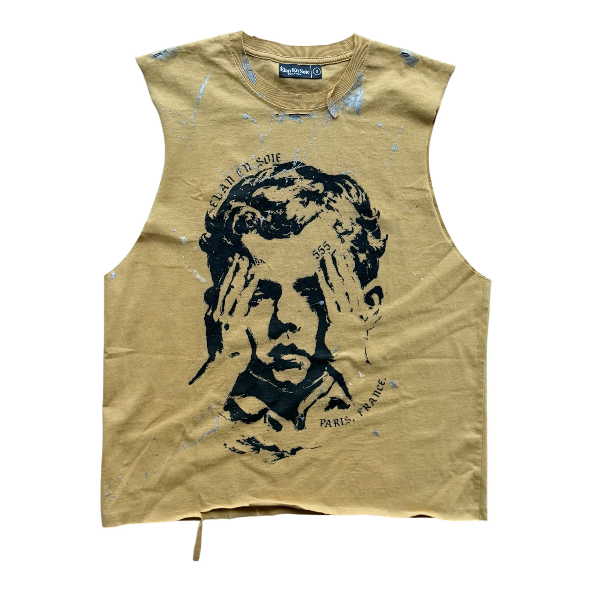 Baby Saint Cut Off Distressed Tee Yellow