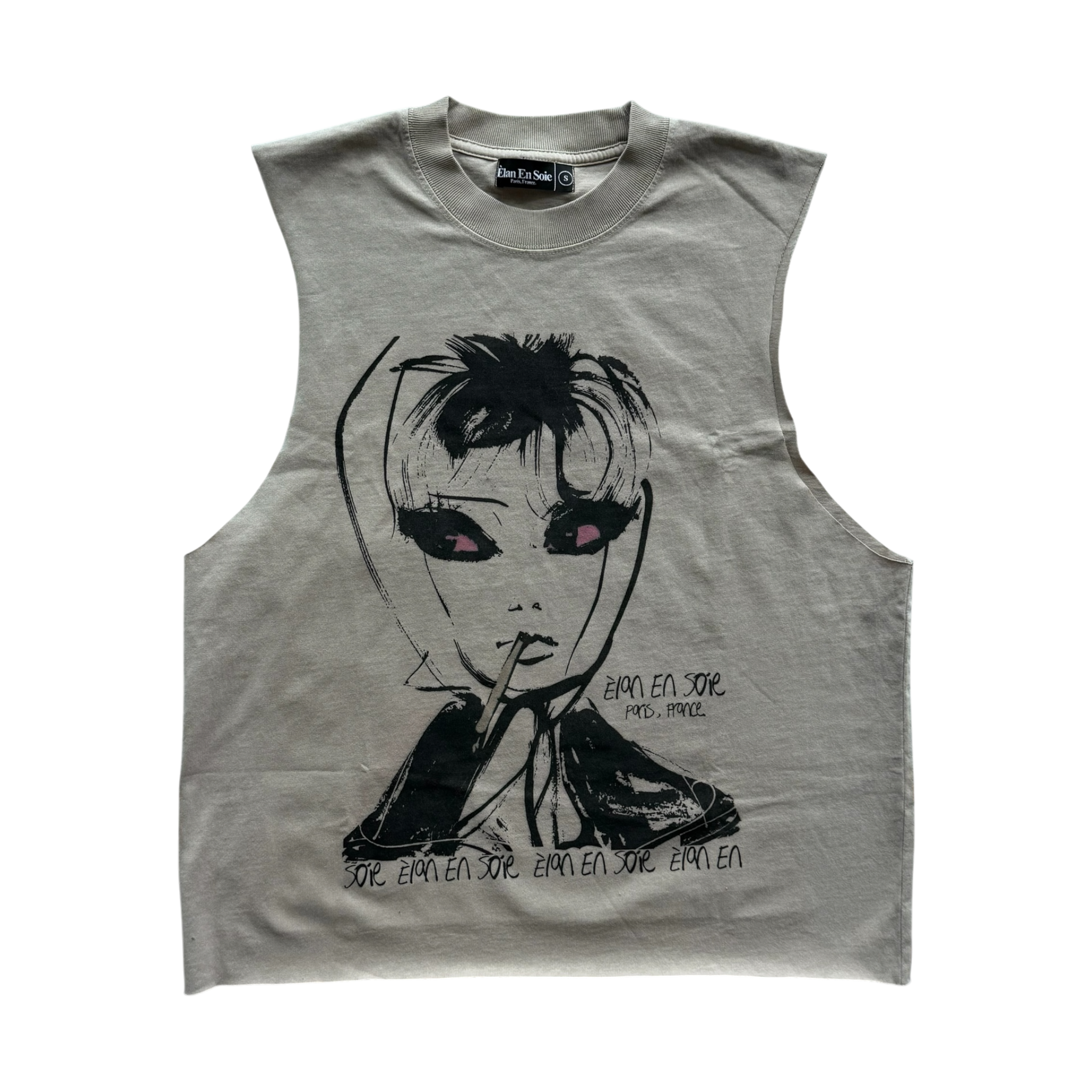Bad Habits Cut Off Tee Tan