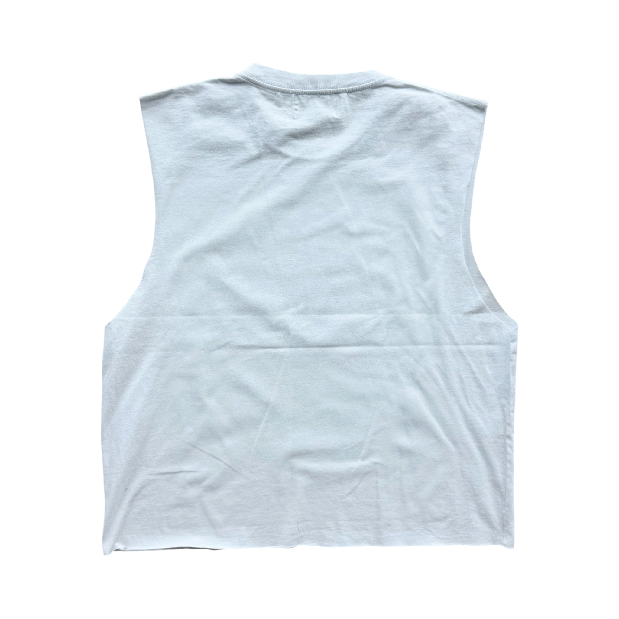 Paris Cut Off Distressed Tee White