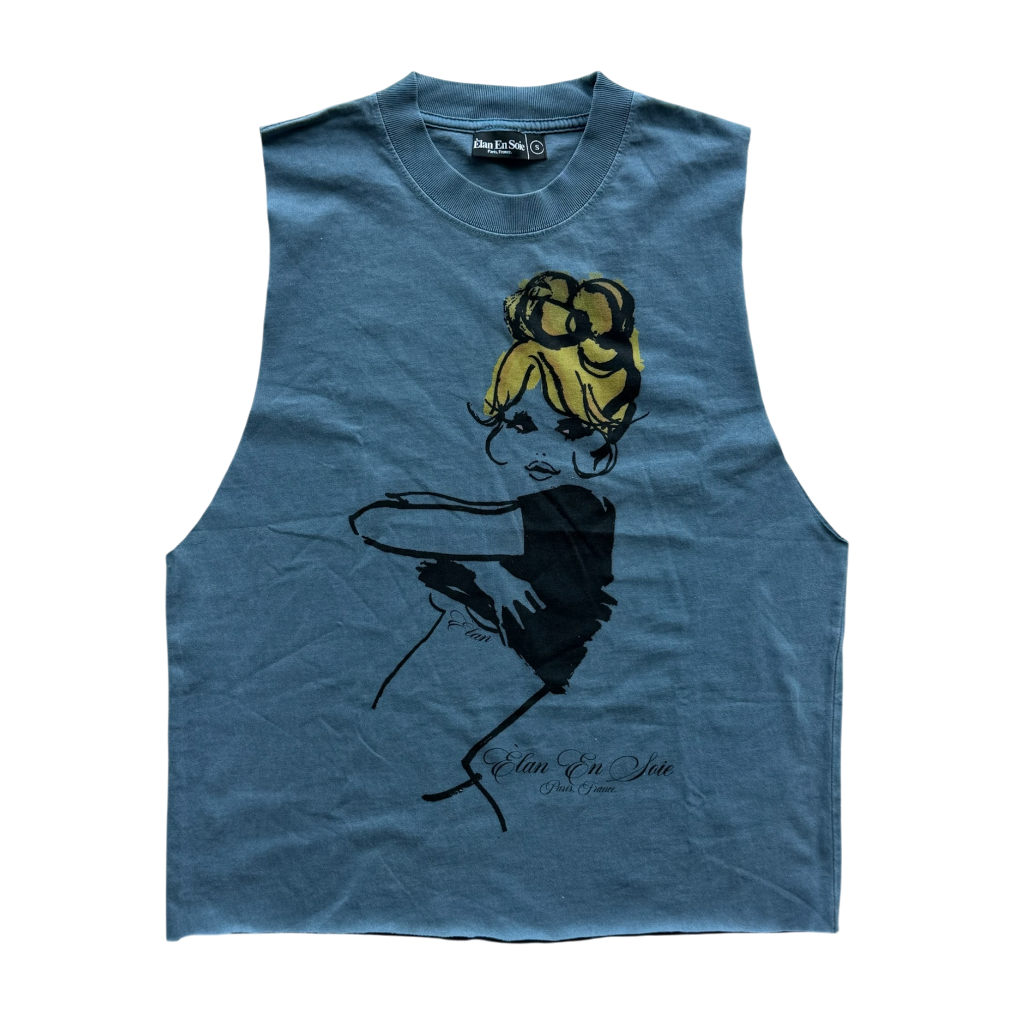 Model Cut Off Tee Blue