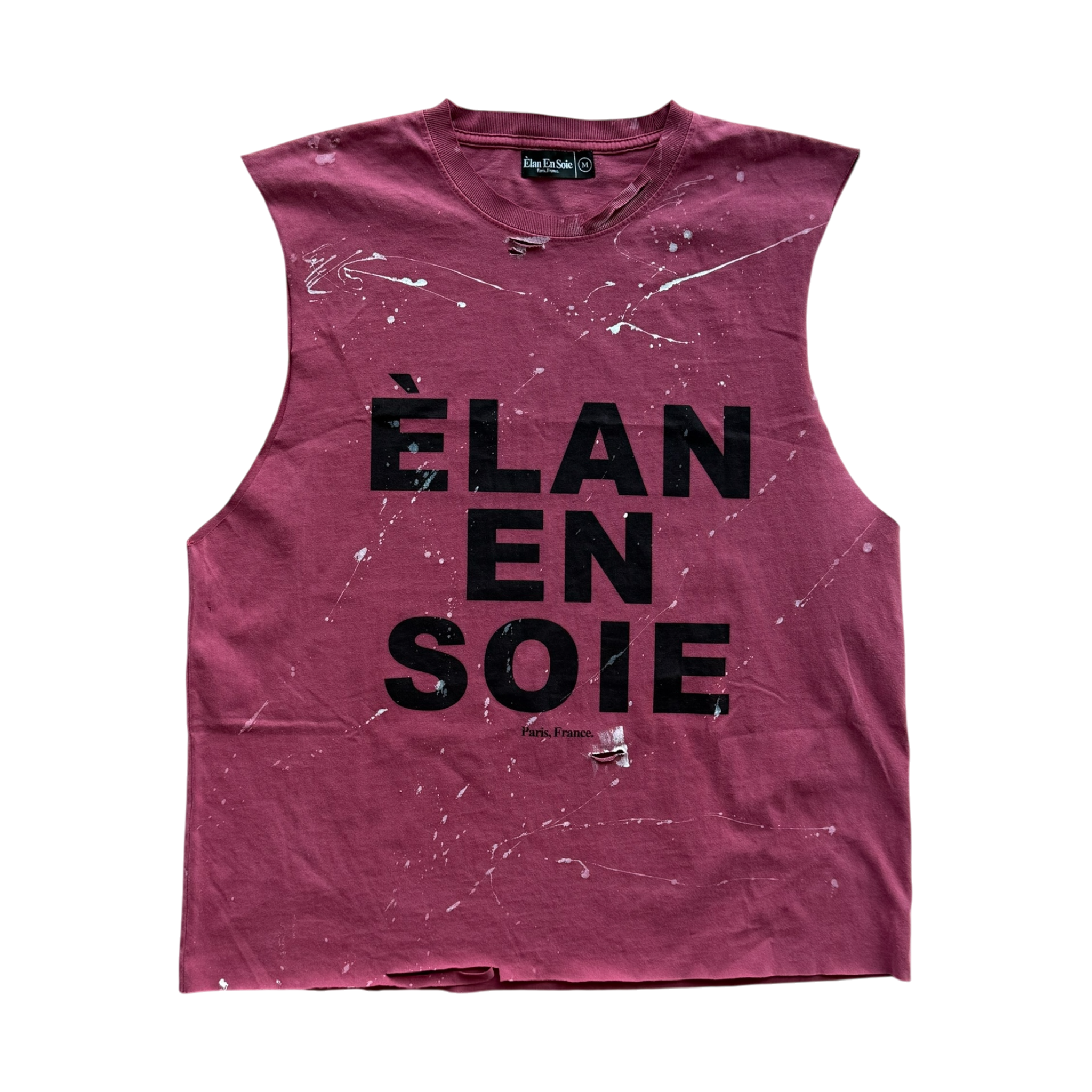Logo Cut Off Distressed Tee Red