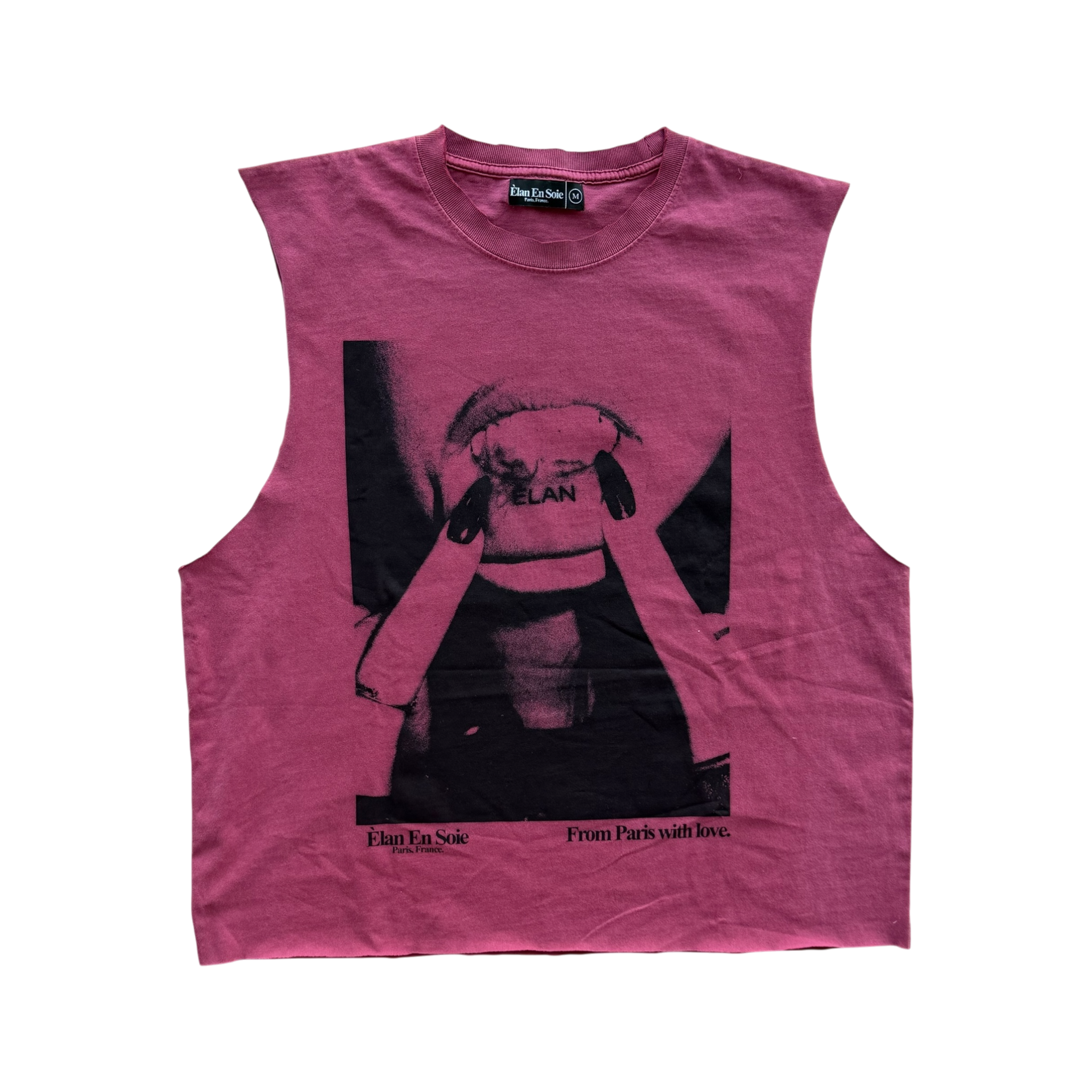 Lip Tattoo Cut Off Distressed Tee Red