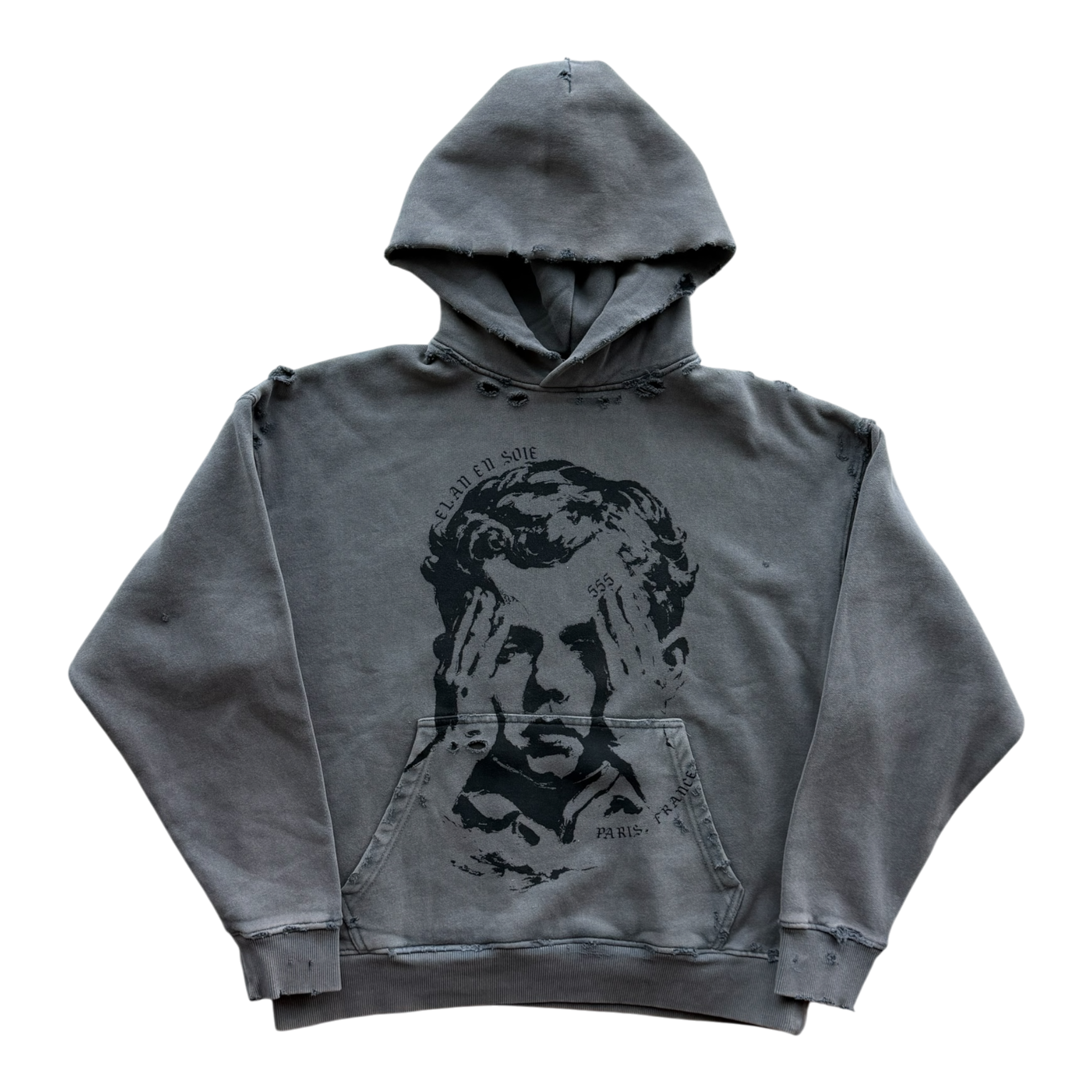 Baby Saint Distressed Hoodie Gray