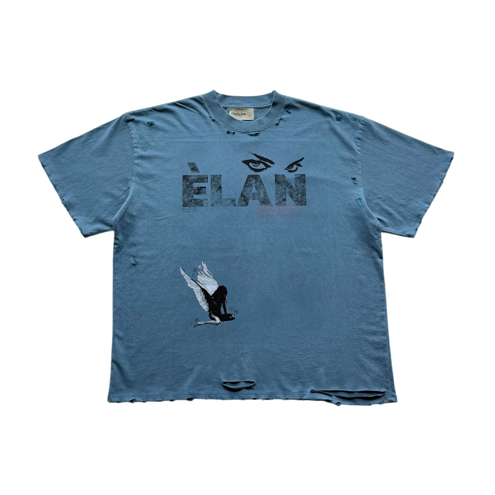 Angel Eyes Blue Distressed Tee