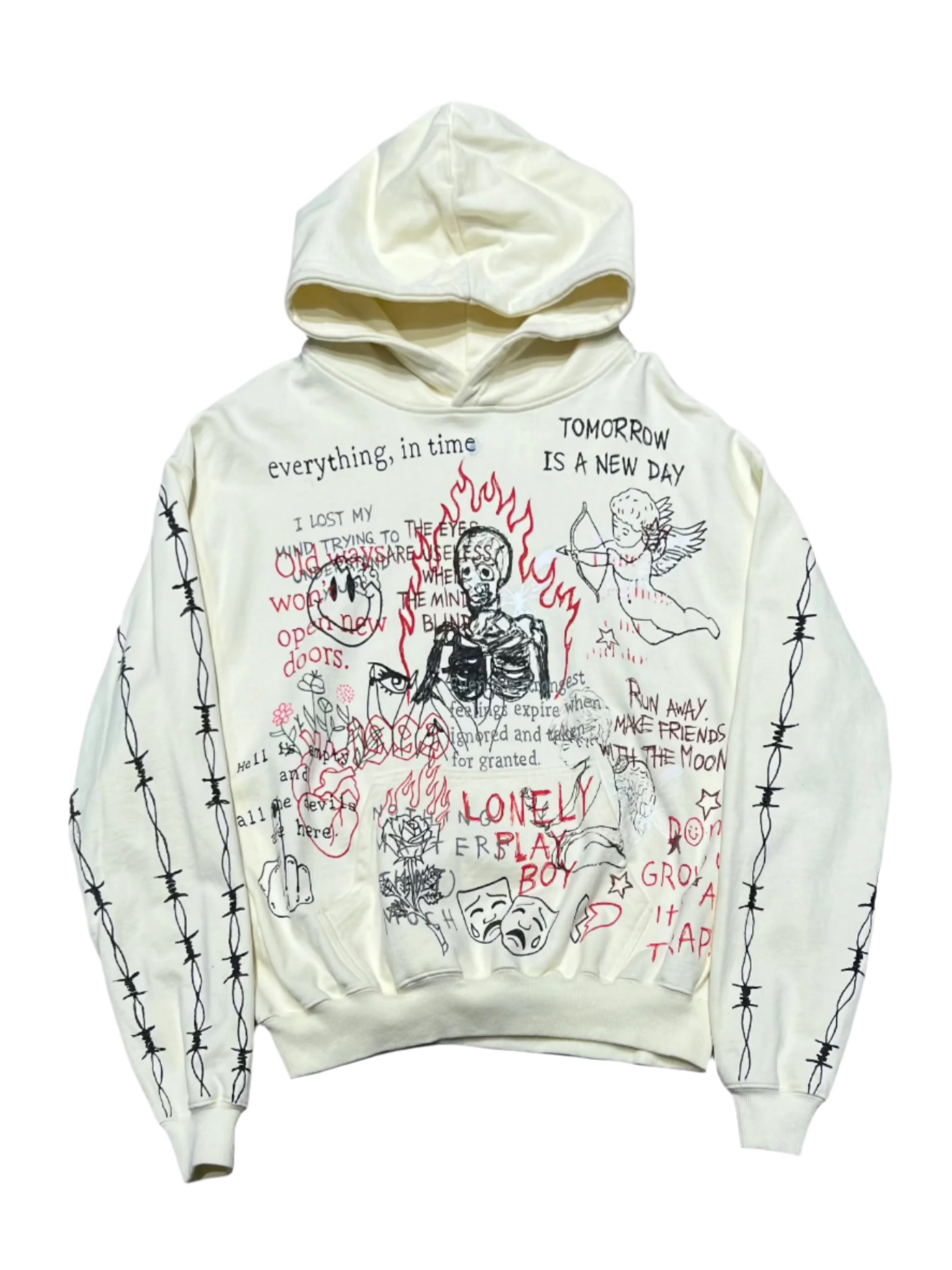 No Stress Cream Hoodie
