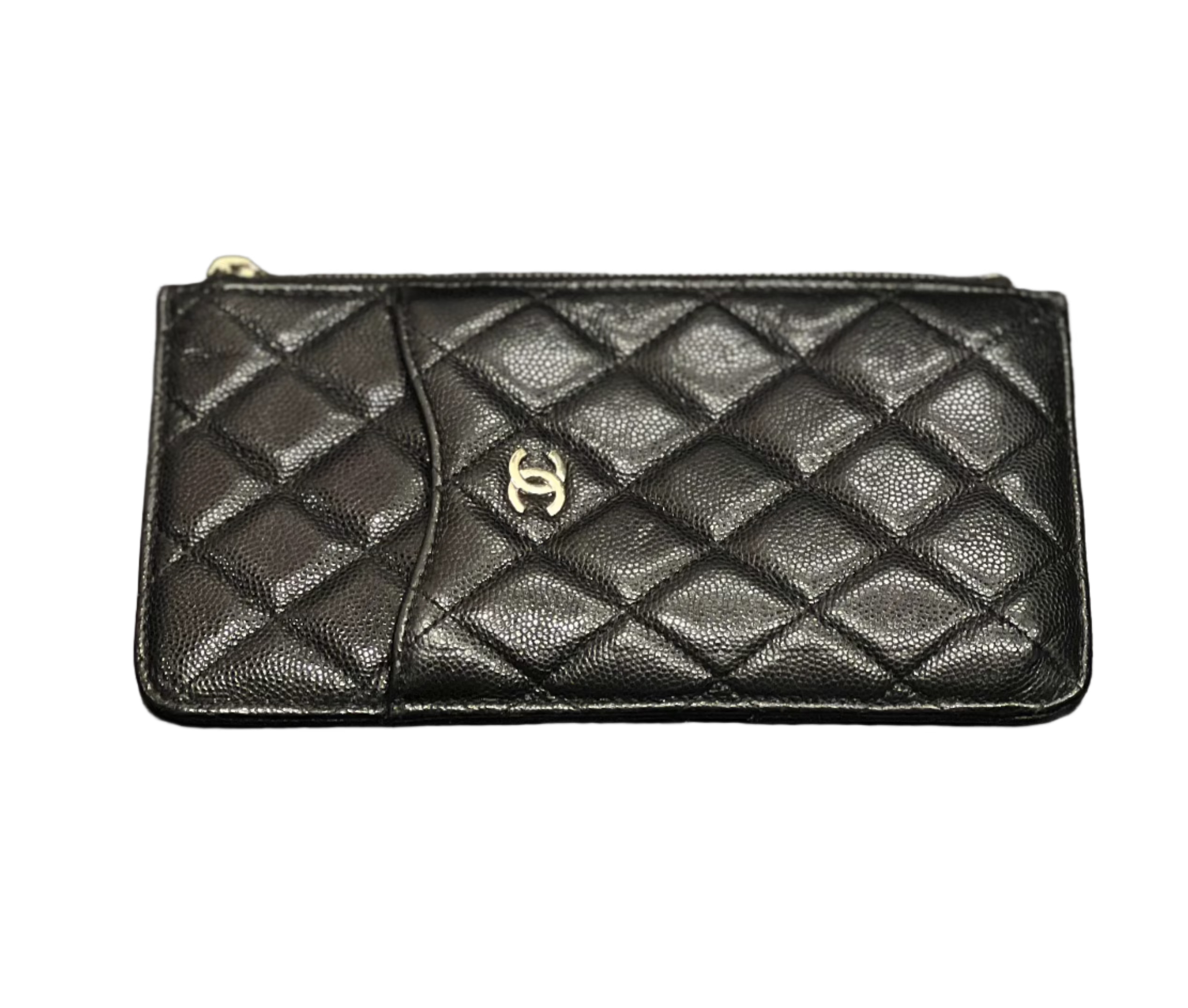 Classic Quilted Lambskin Flat Wallet Pouch Black