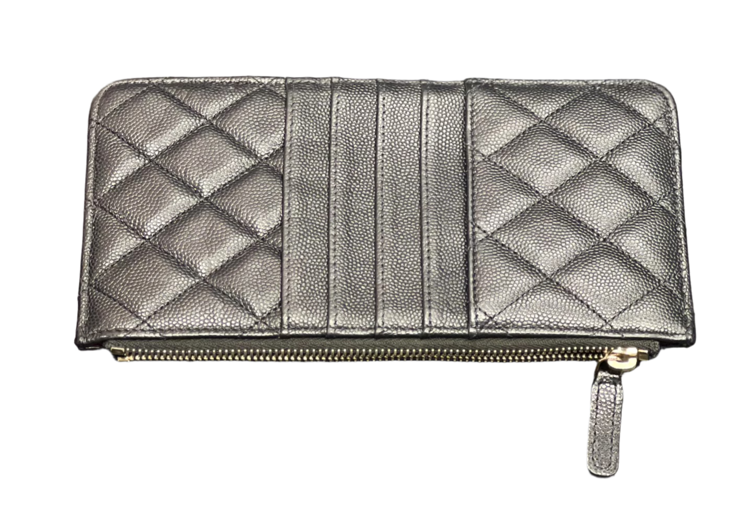 Classic Quilted Lambskin Flat Wallet Pouch Black