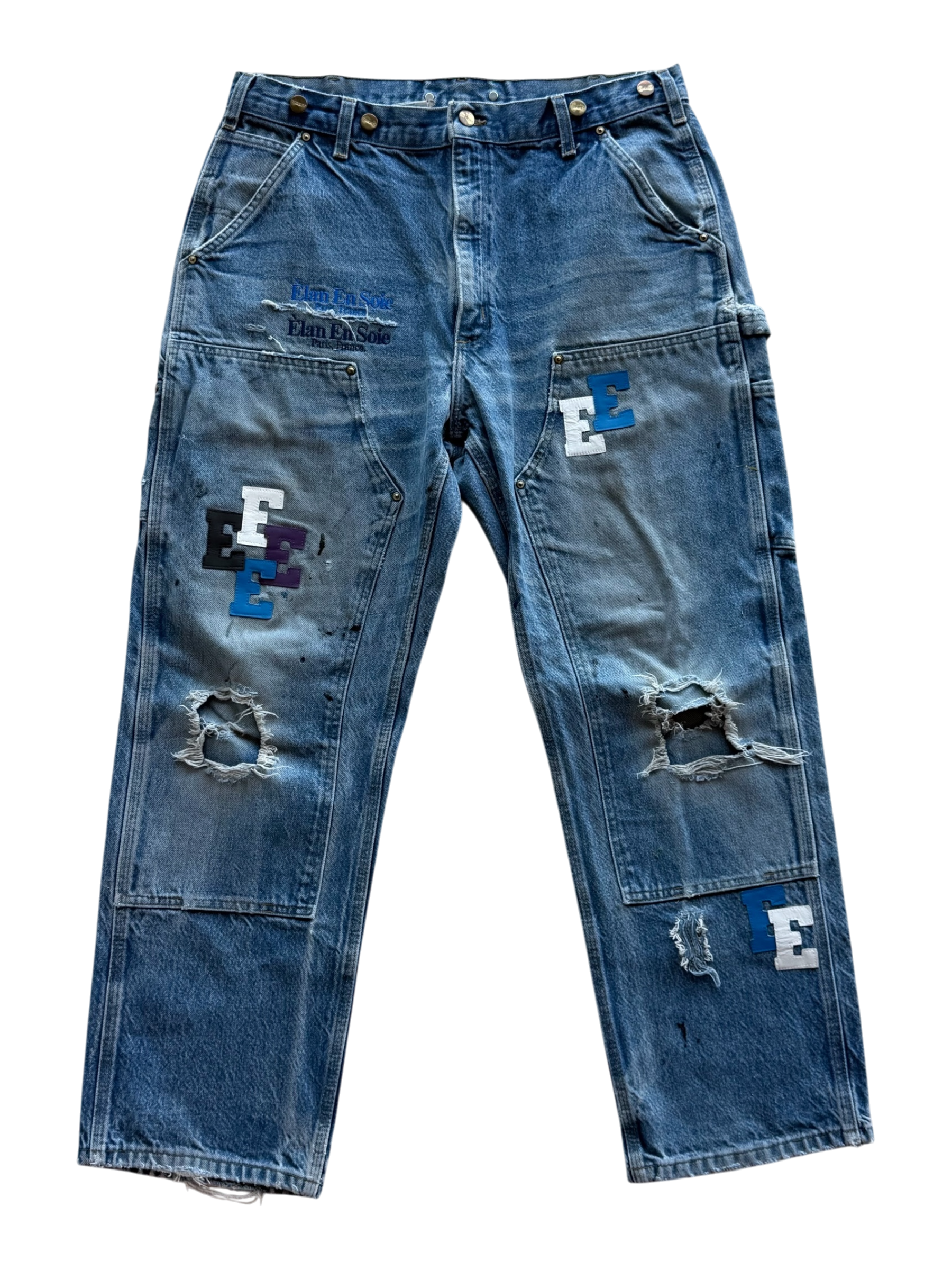 Multi Color Patch Denim Carpenter Double Knee Pants