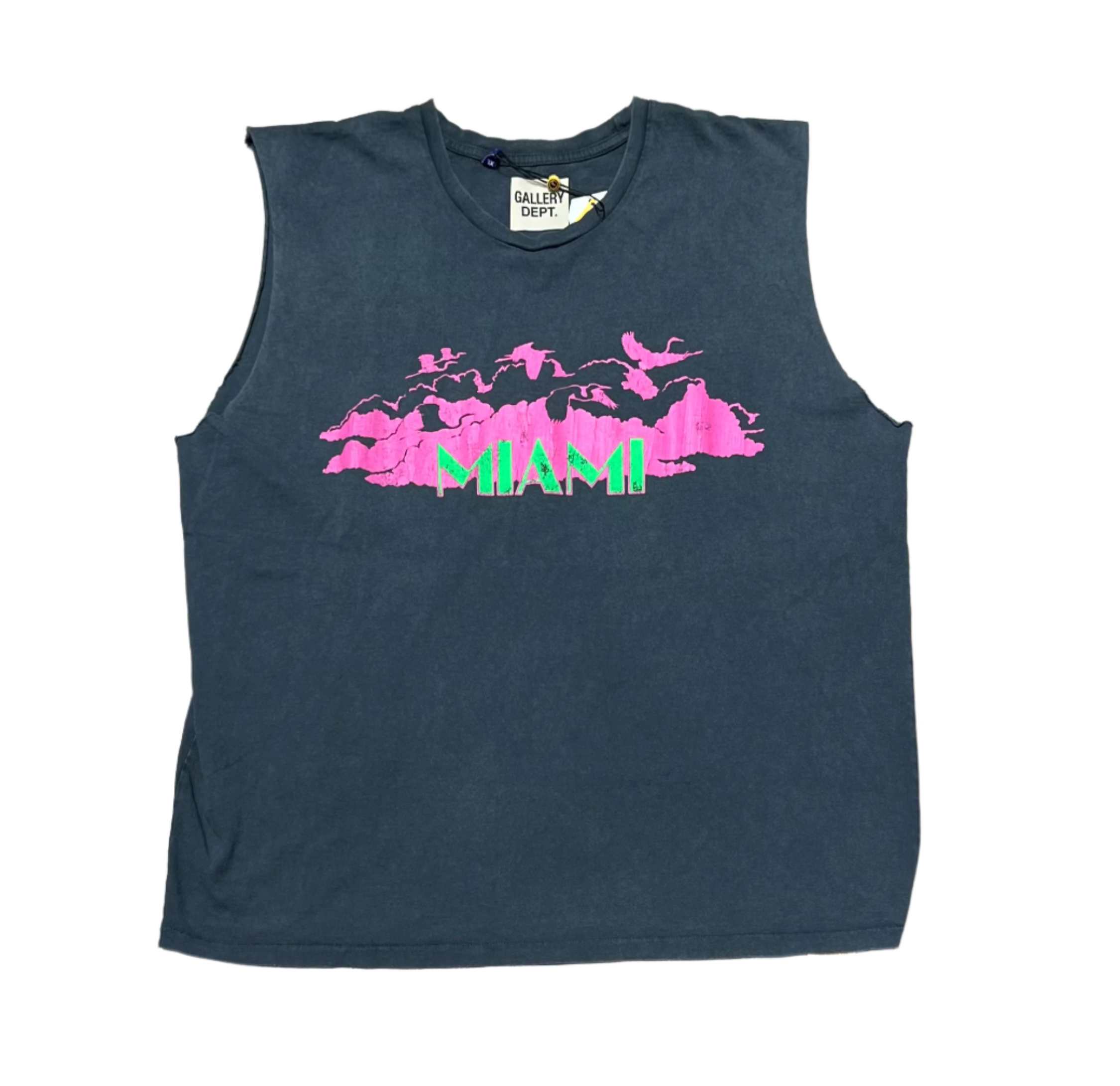 Miami Gray Collins Glittered Printed Cotton-Jersey Tank Top