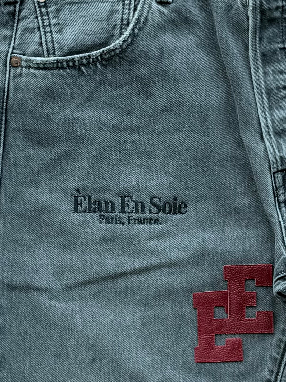 Red Pebbled Patch Grey Jean