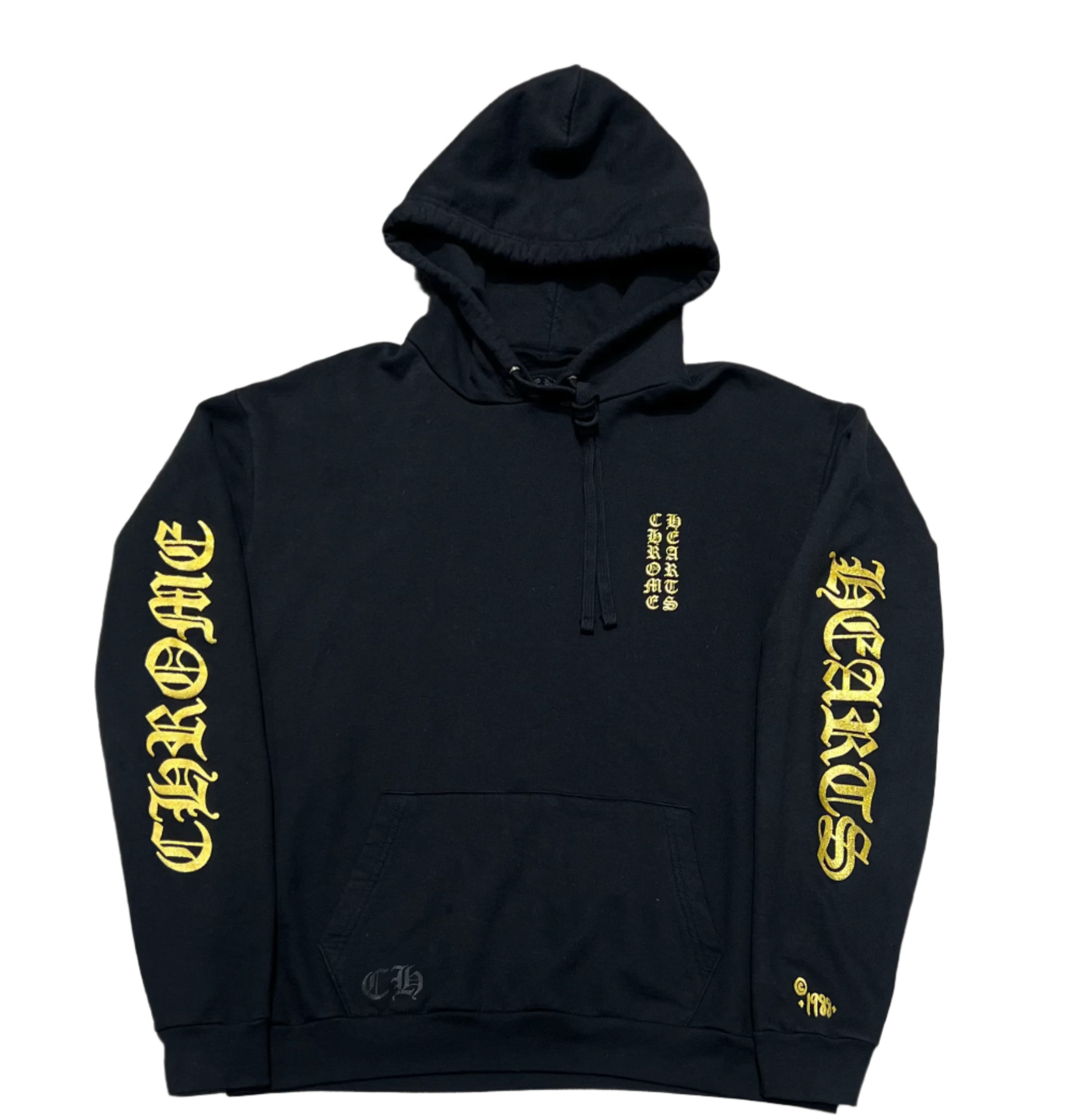 1988 Gold Glittered Vertical Logo Hoodie