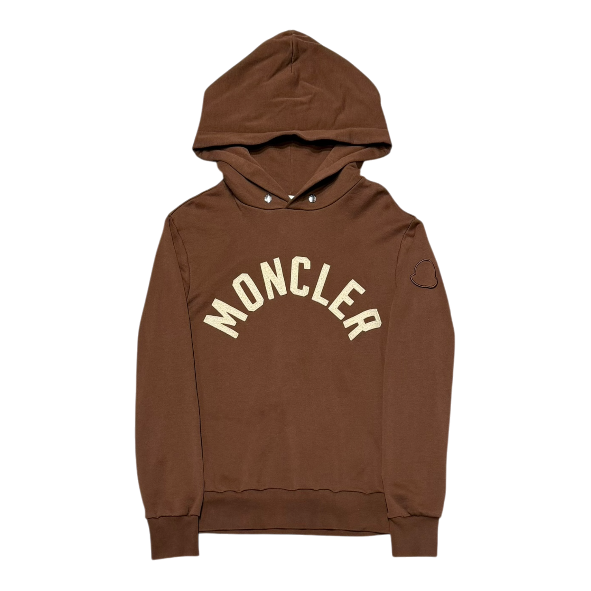 Moncler Logo Hooded Cotton Sweatshirt Brown