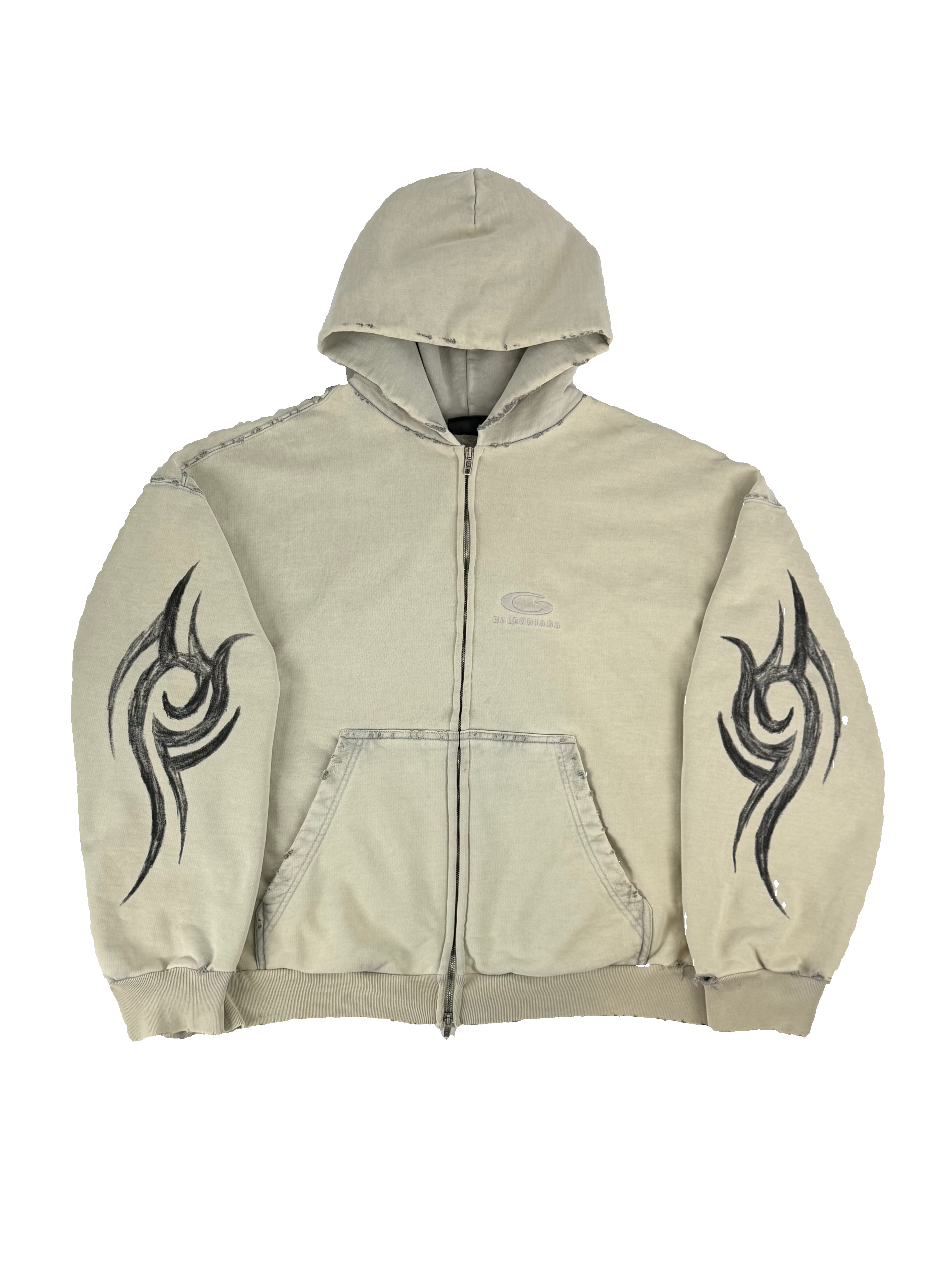 Tribal Y2k Regular Fit Zip-Up Hoodie