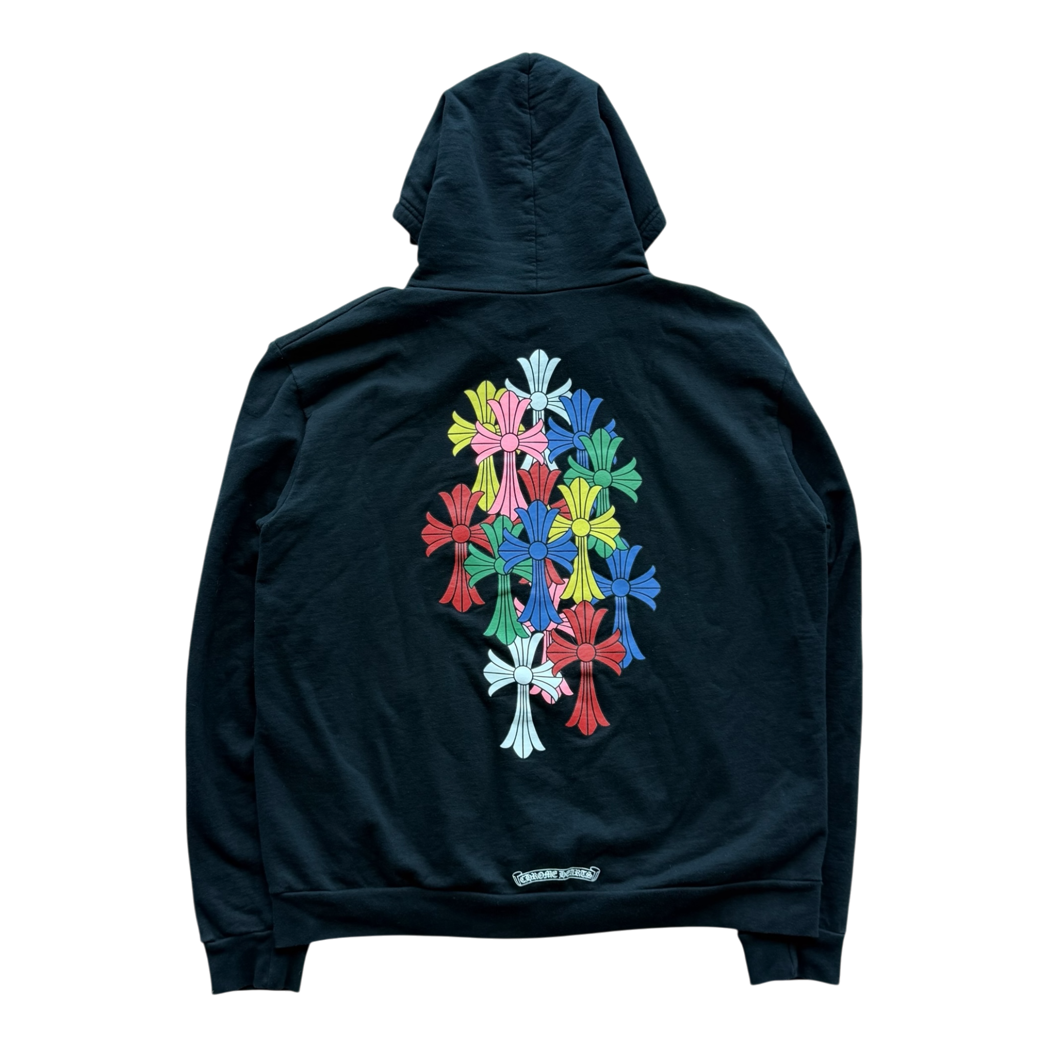 Multi Color Cross Zip Up Hoodie Black