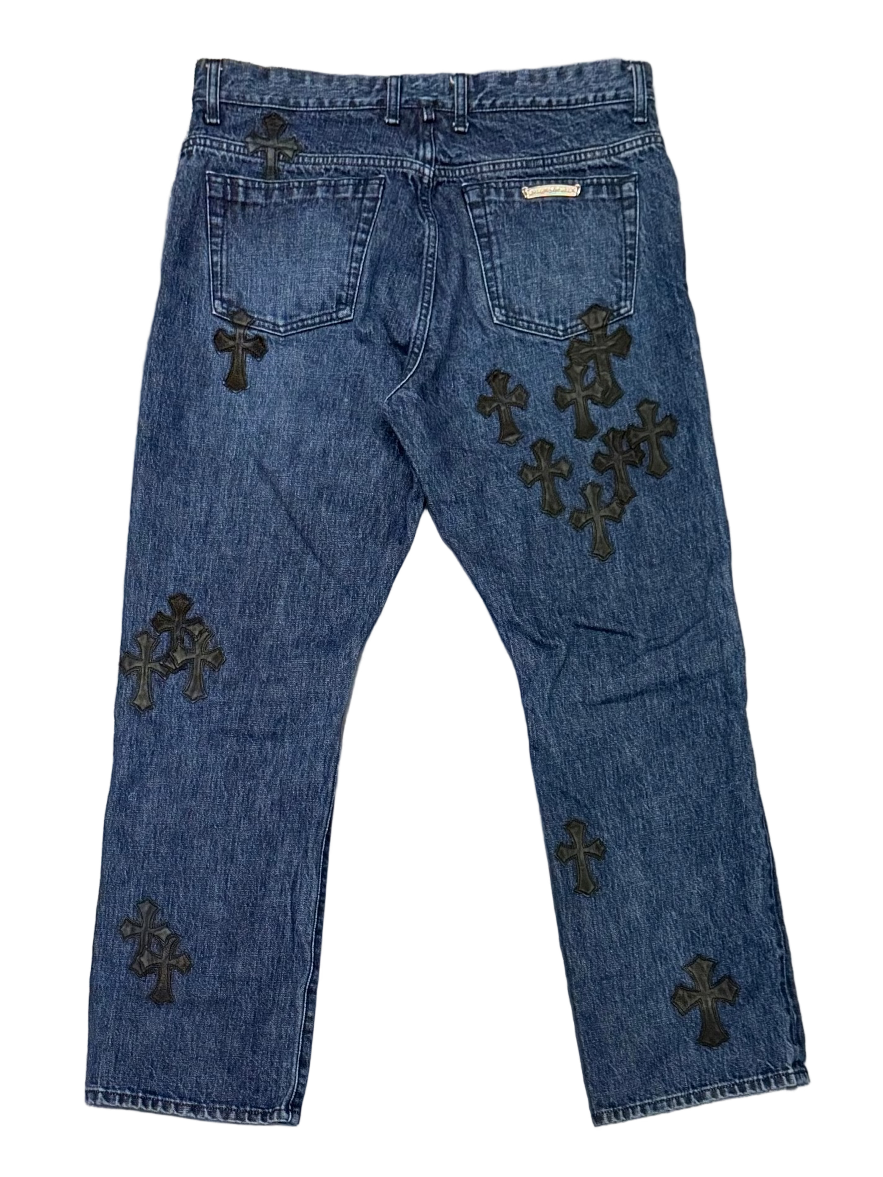 Fleur Knee Black Cross Patch Denim Jeans