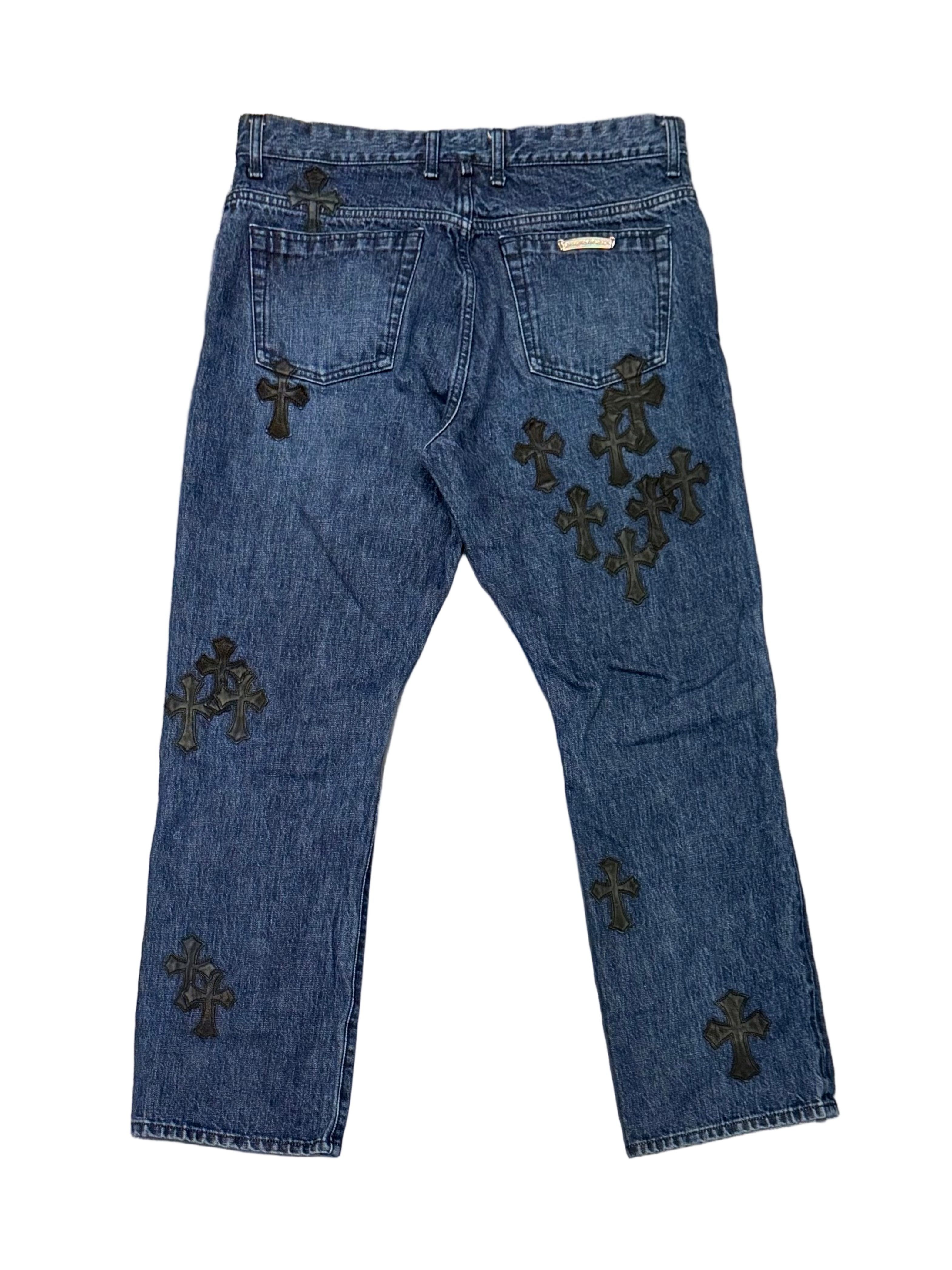 Fleur Knee Black Cross Patch Denim Jeans