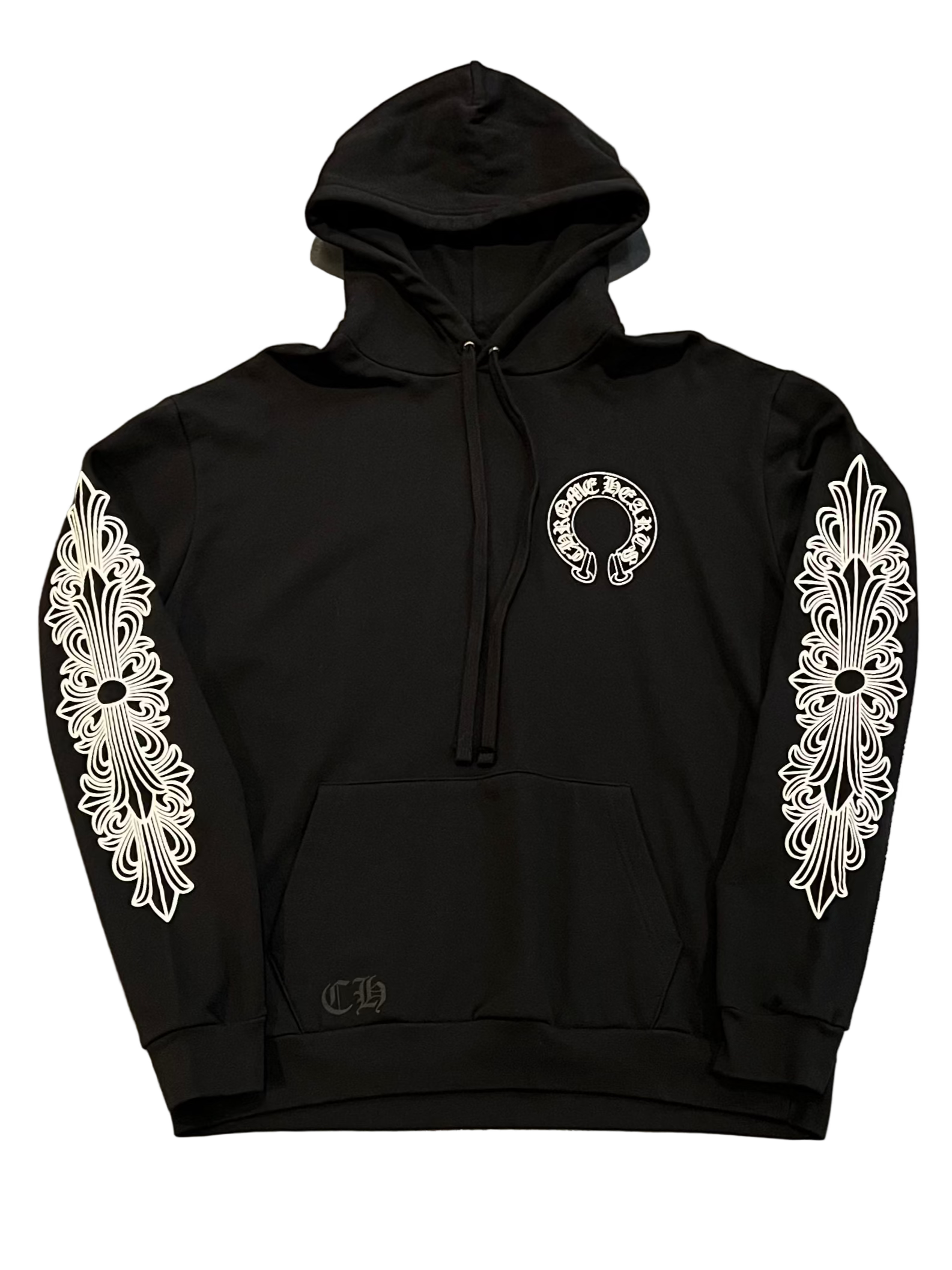 Horseshoe Floral Hoodie Black
