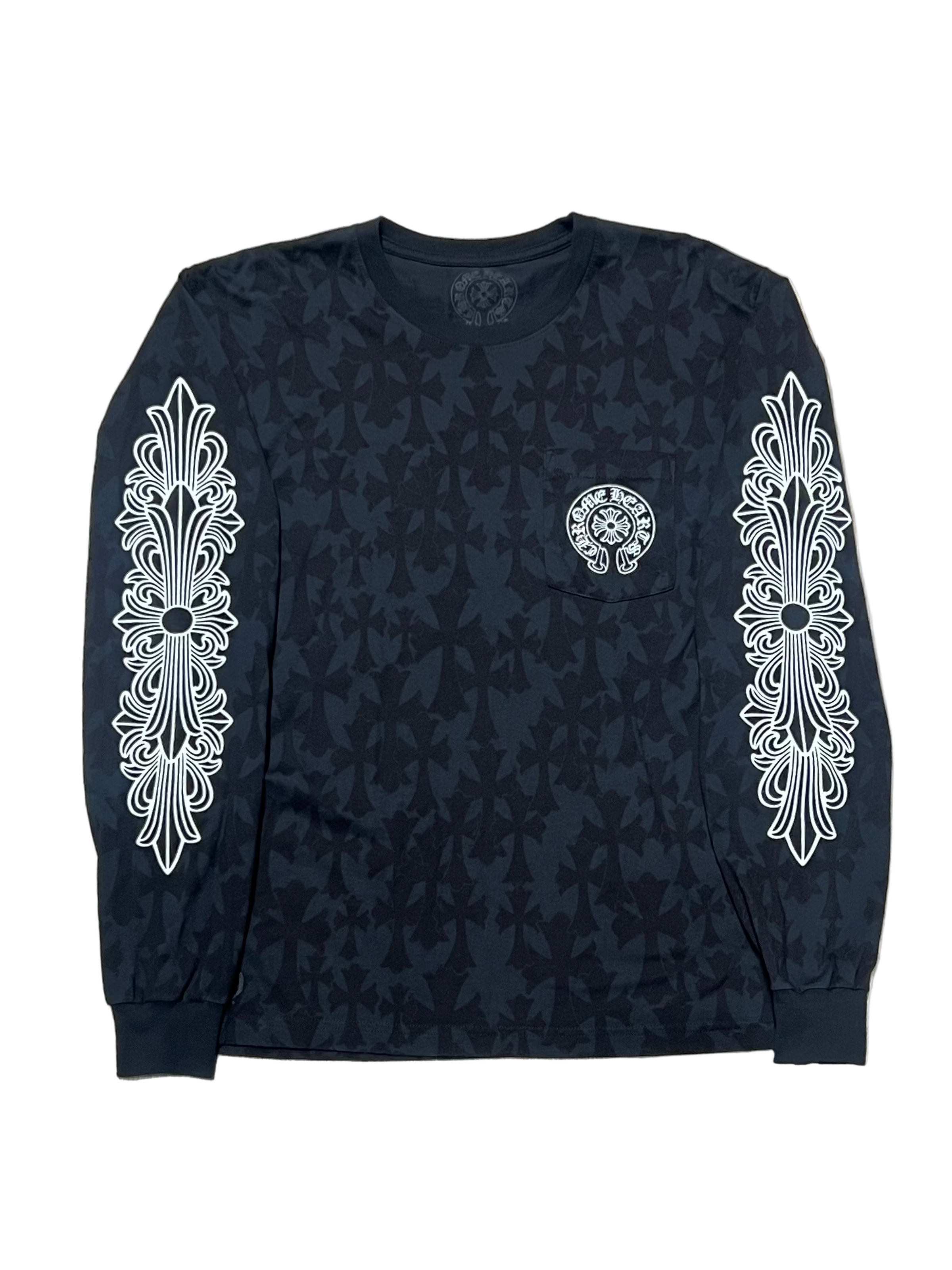 Cemetery Cross Print L/S Tee Black