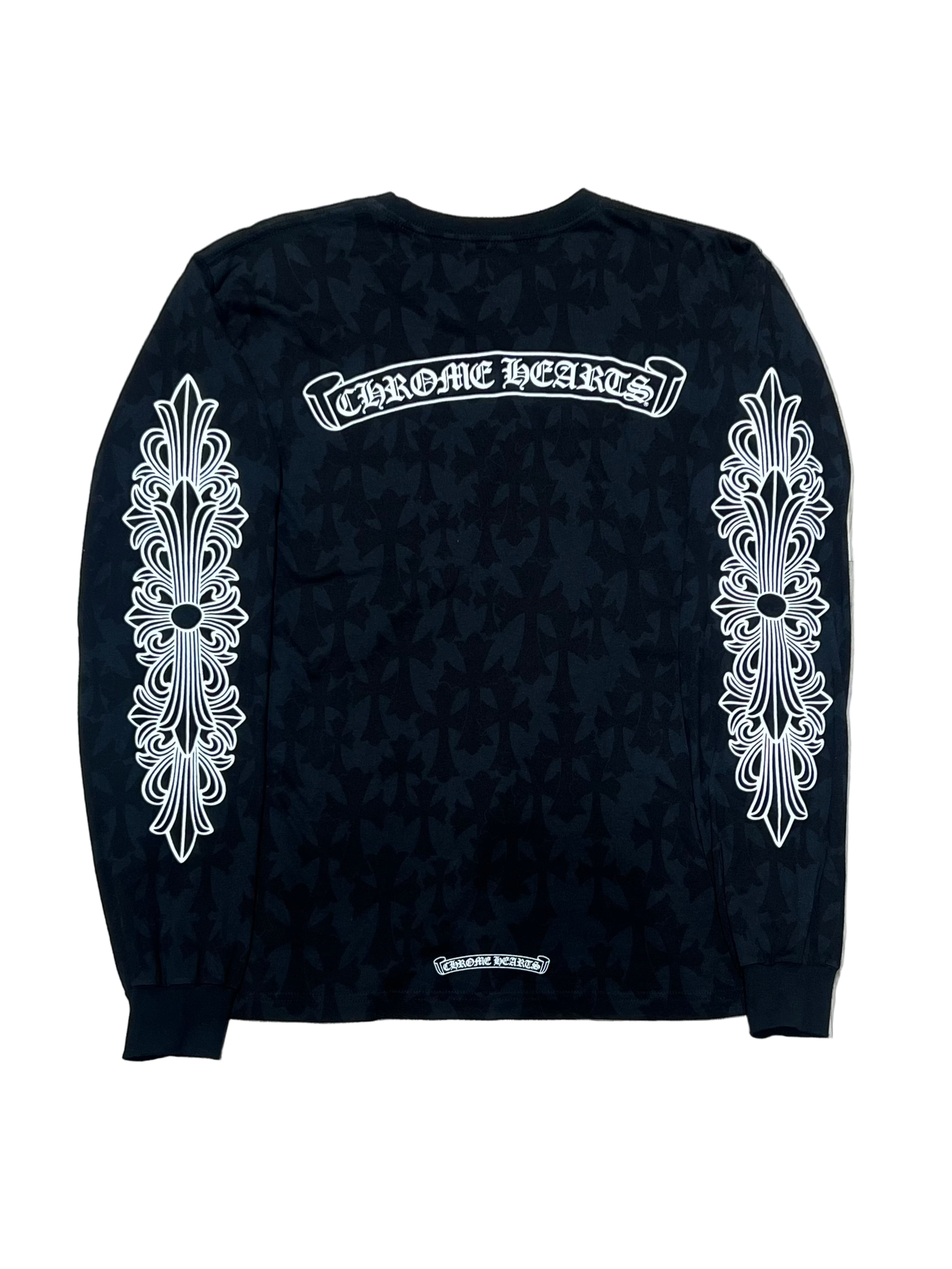 Cemetery Cross Print L/S Tee Black