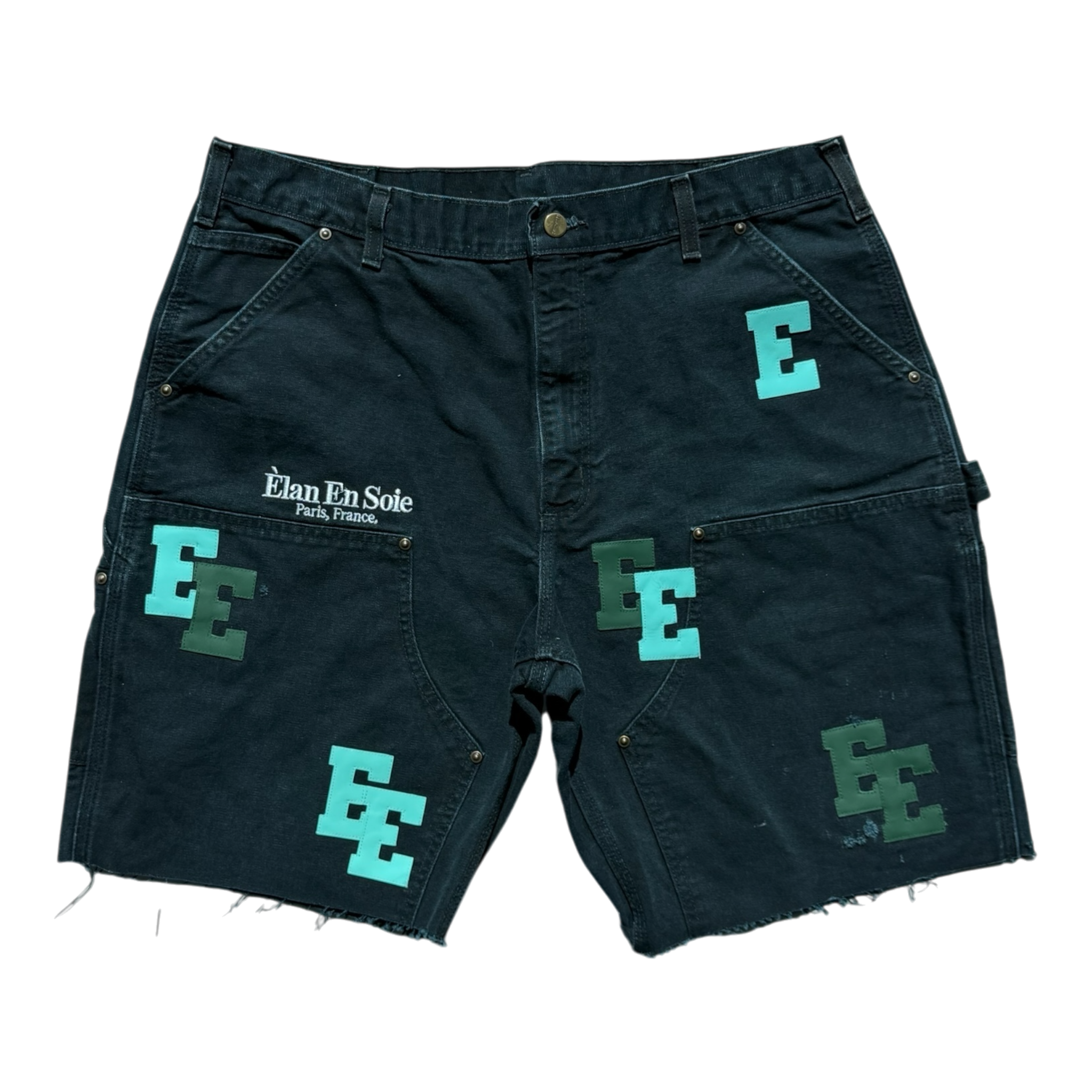 Tiffany and Green Patch Black Carpenter Shorts