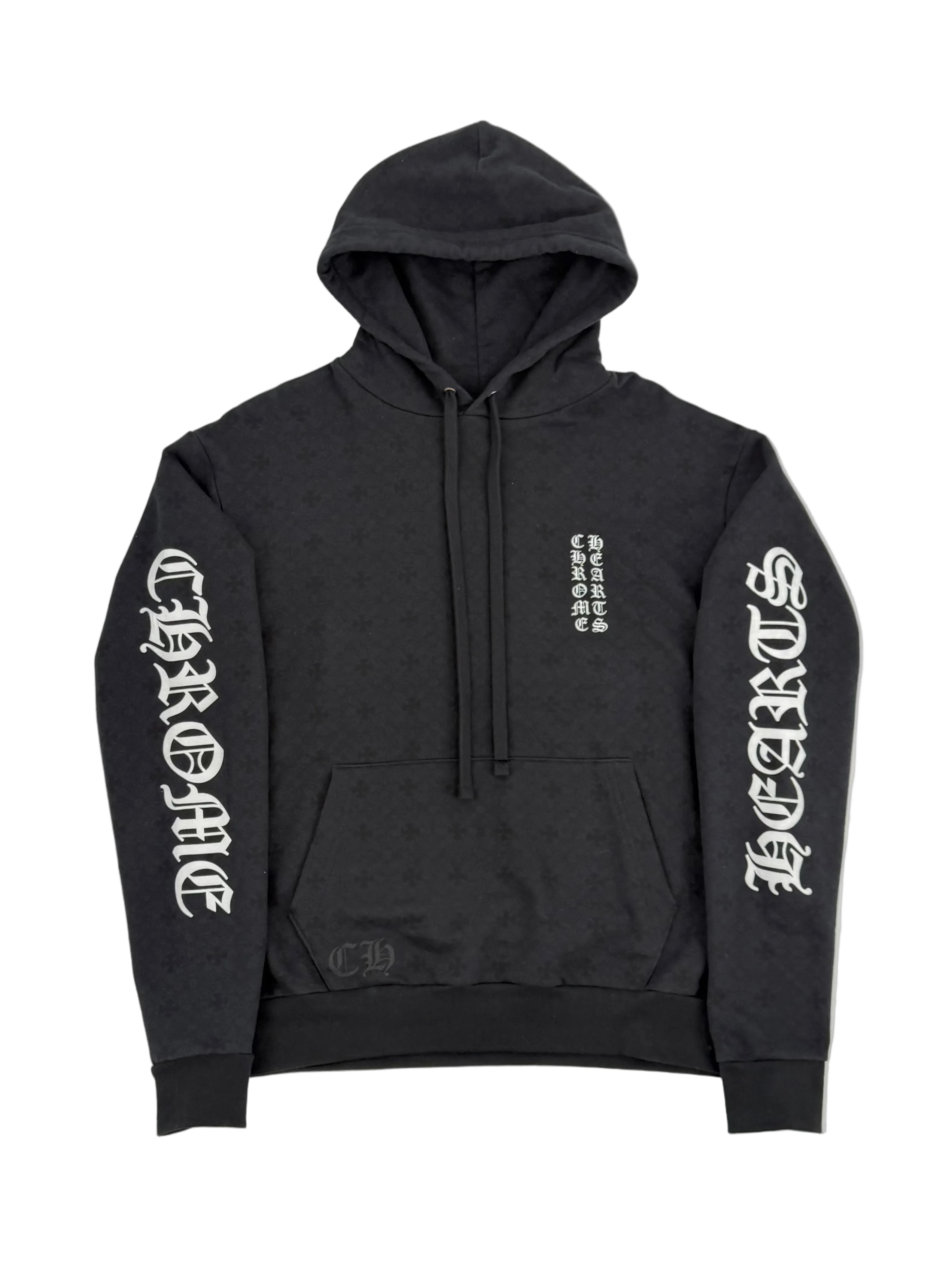 Black & White Cross Jacquard Horseshoe Logo Hoodie