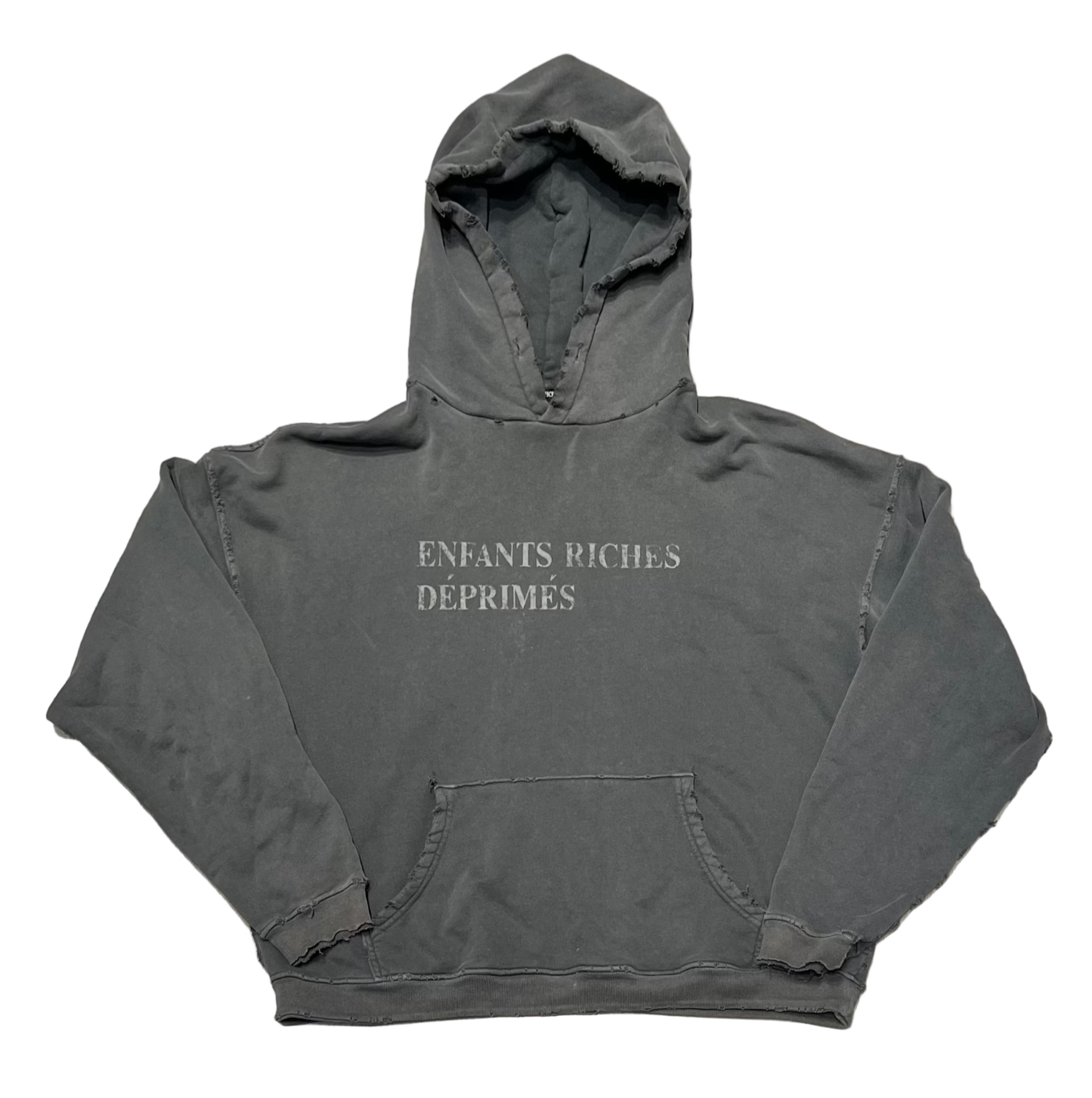 Washed Black & White Classic Logo Hoodie