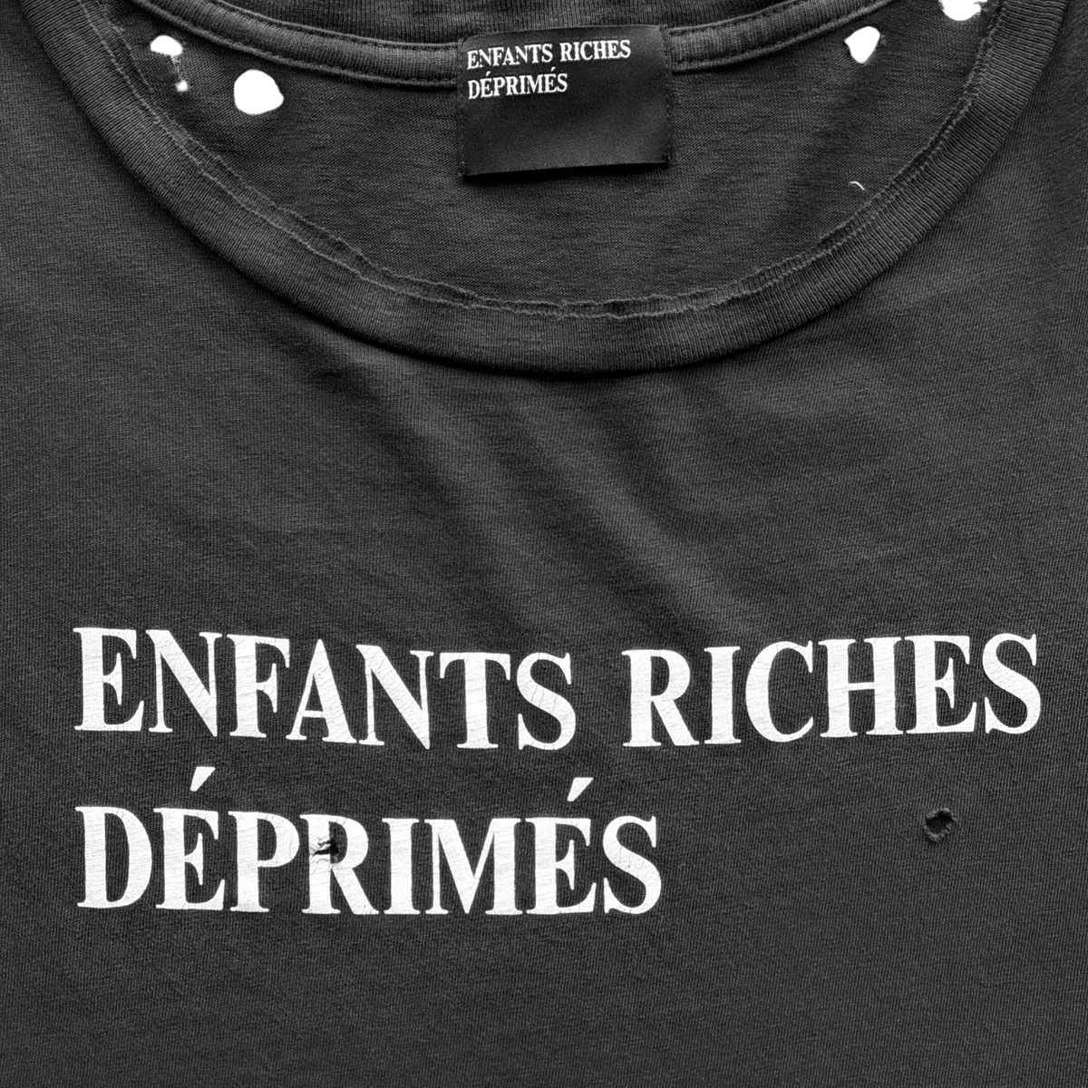 Distressed Logo Print Tee Black