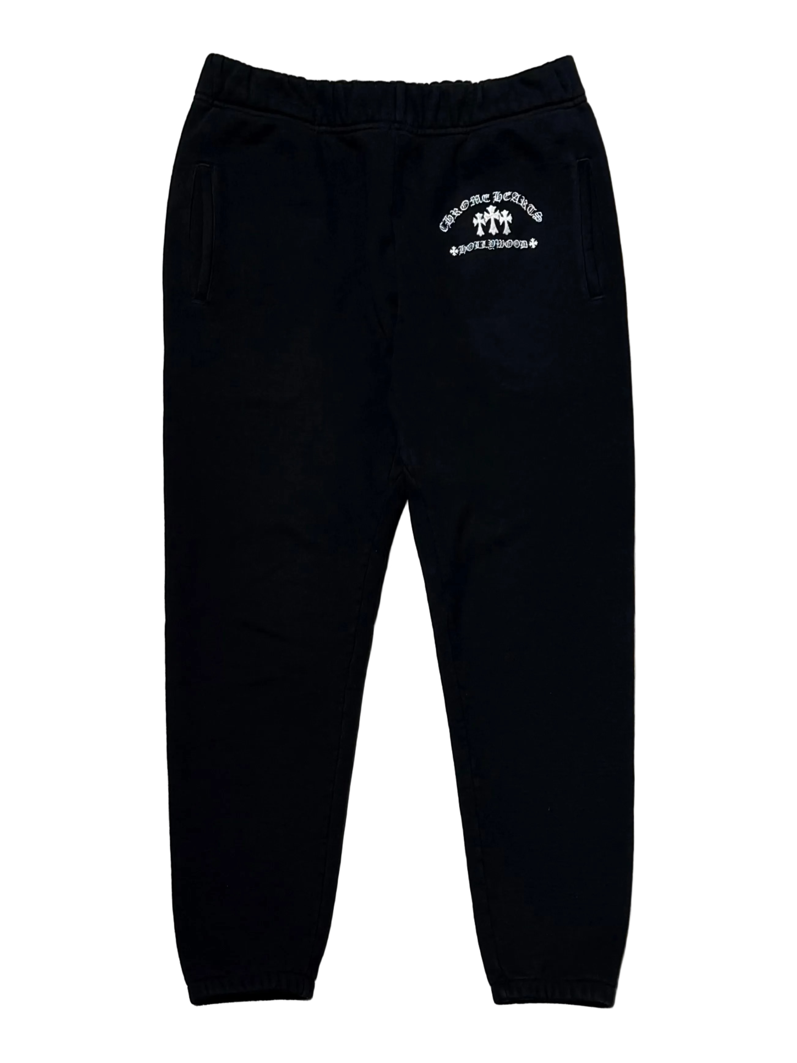 Black & White Triple Cross Patch Embroidered Sweatpants