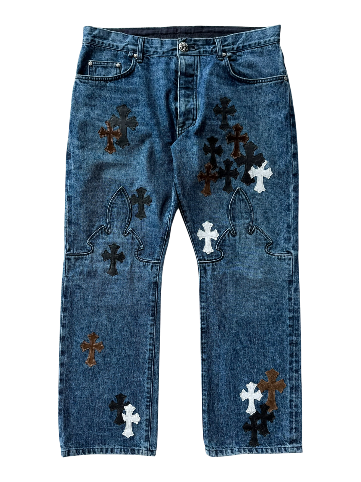 Fleur Knee Multi Cross Patch Denim Jeans