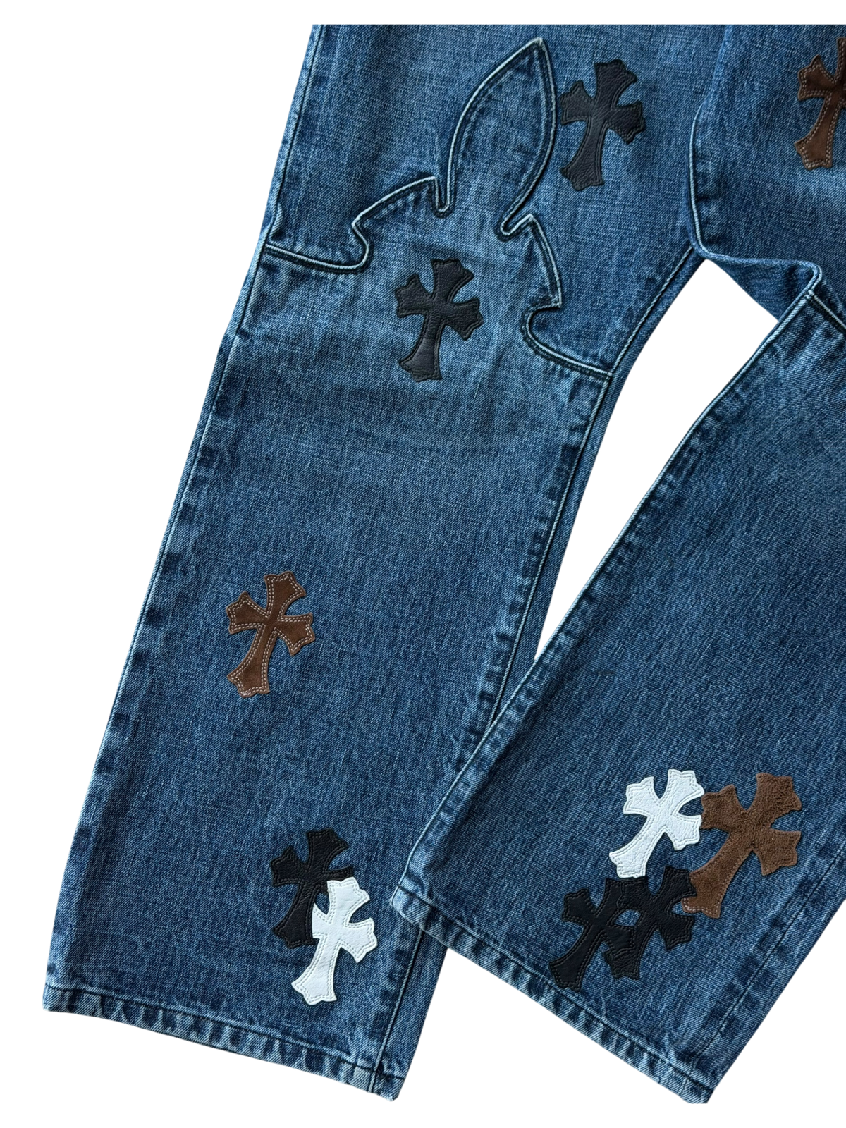 Fleur Knee Multi Cross Patch Denim Jeans