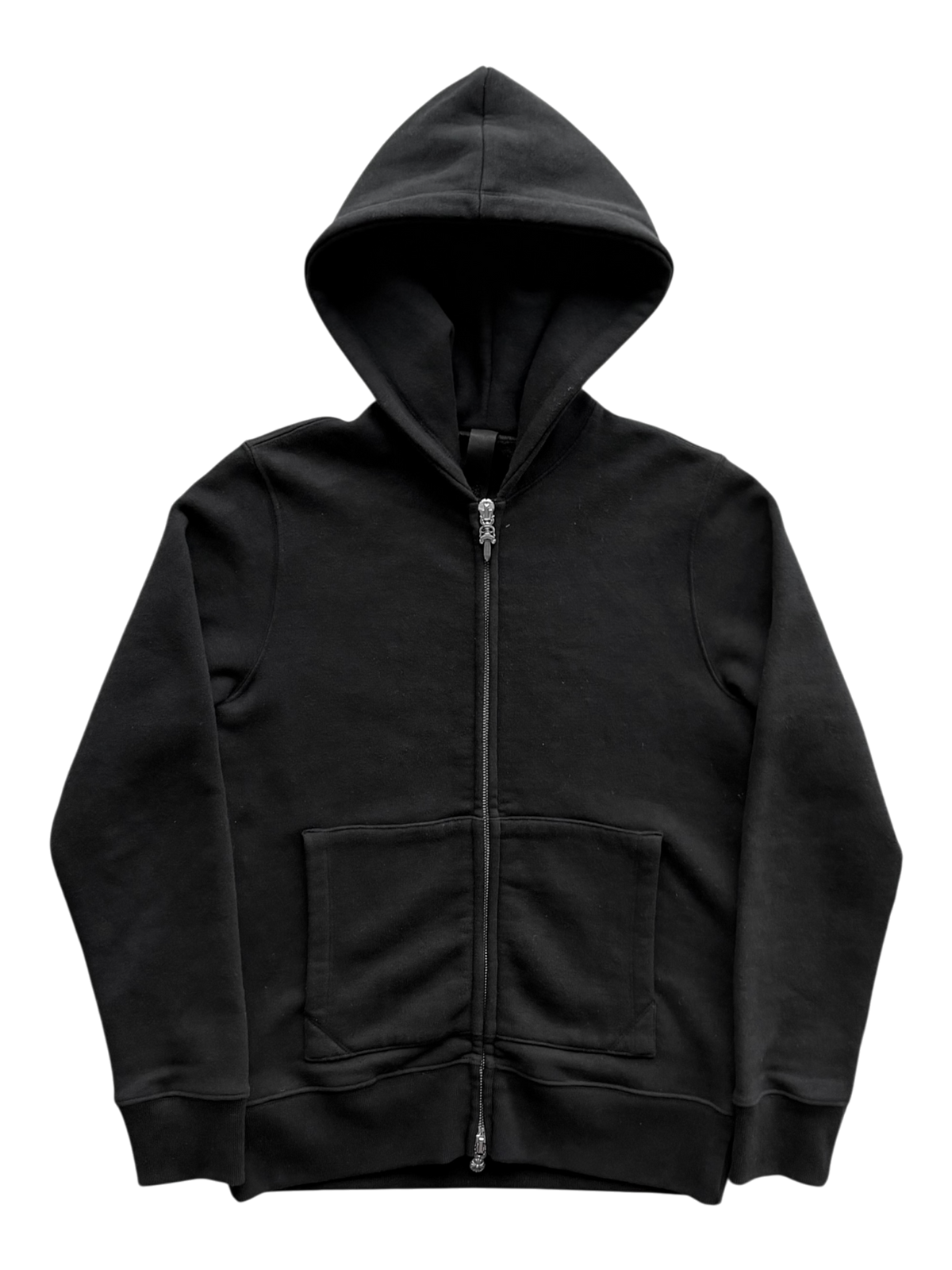 Black Leather Horseshoe Logo Zip Up Hoodie