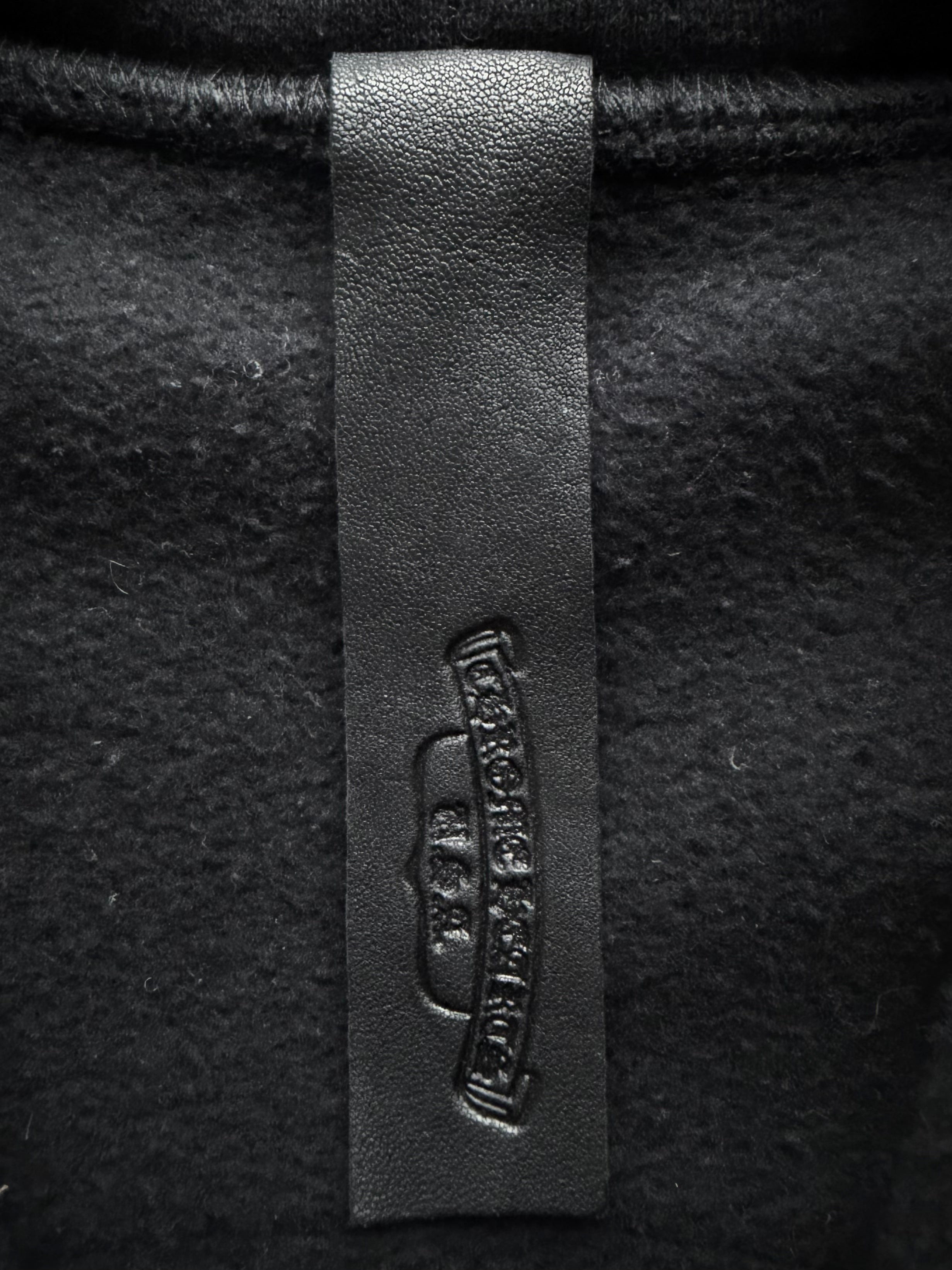 Black Leather Horseshoe Logo Zip Up Hoodie