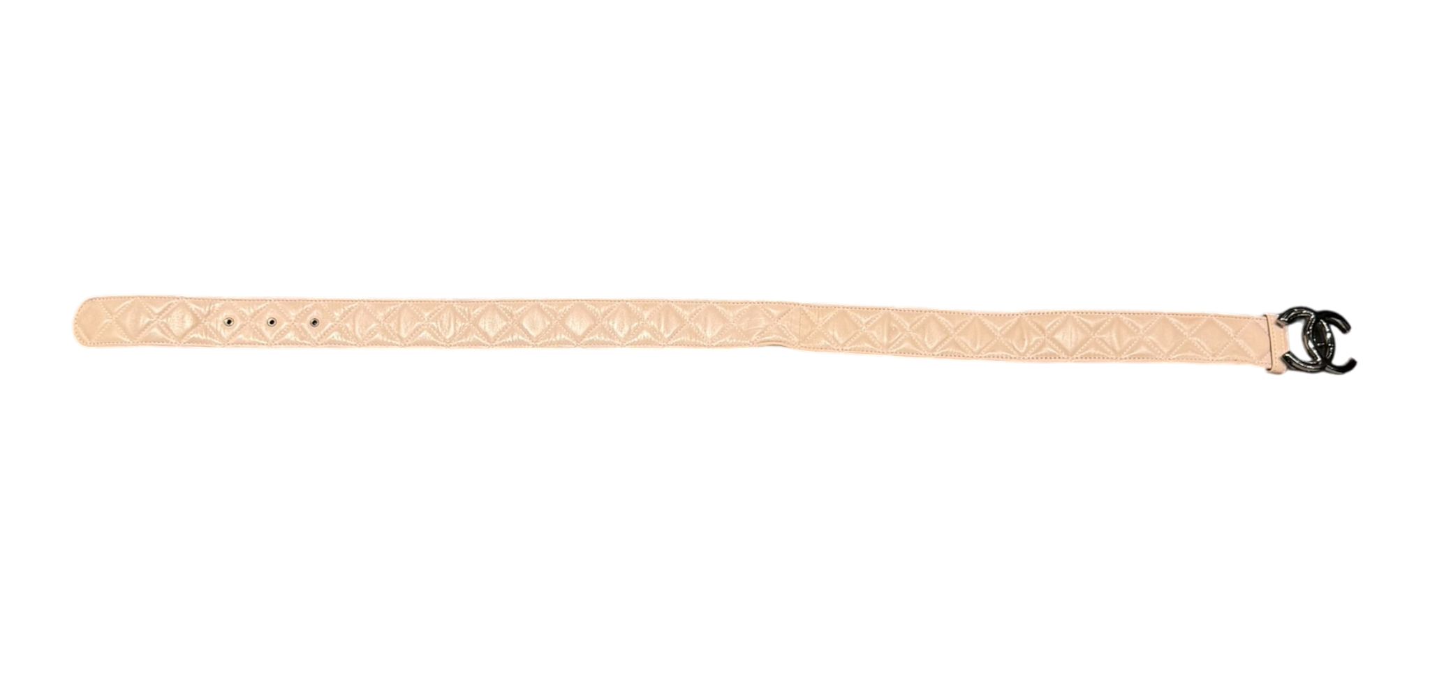 Double CC Nude Pink Quilted Lambskin Leather Caviar Belt