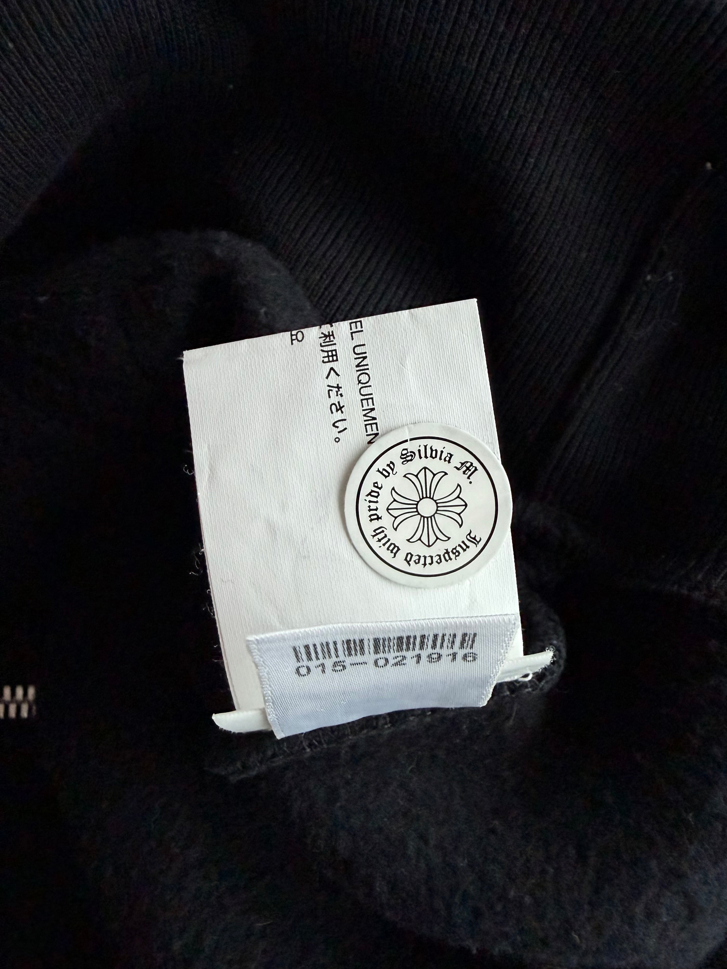 Black Leather Horseshoe Logo Zip Up Hoodie