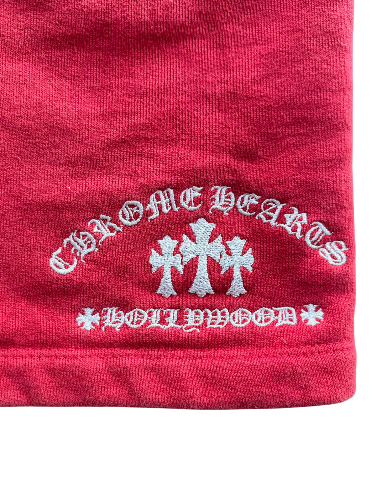 Triple Cross Embroidered Shorts Red & White