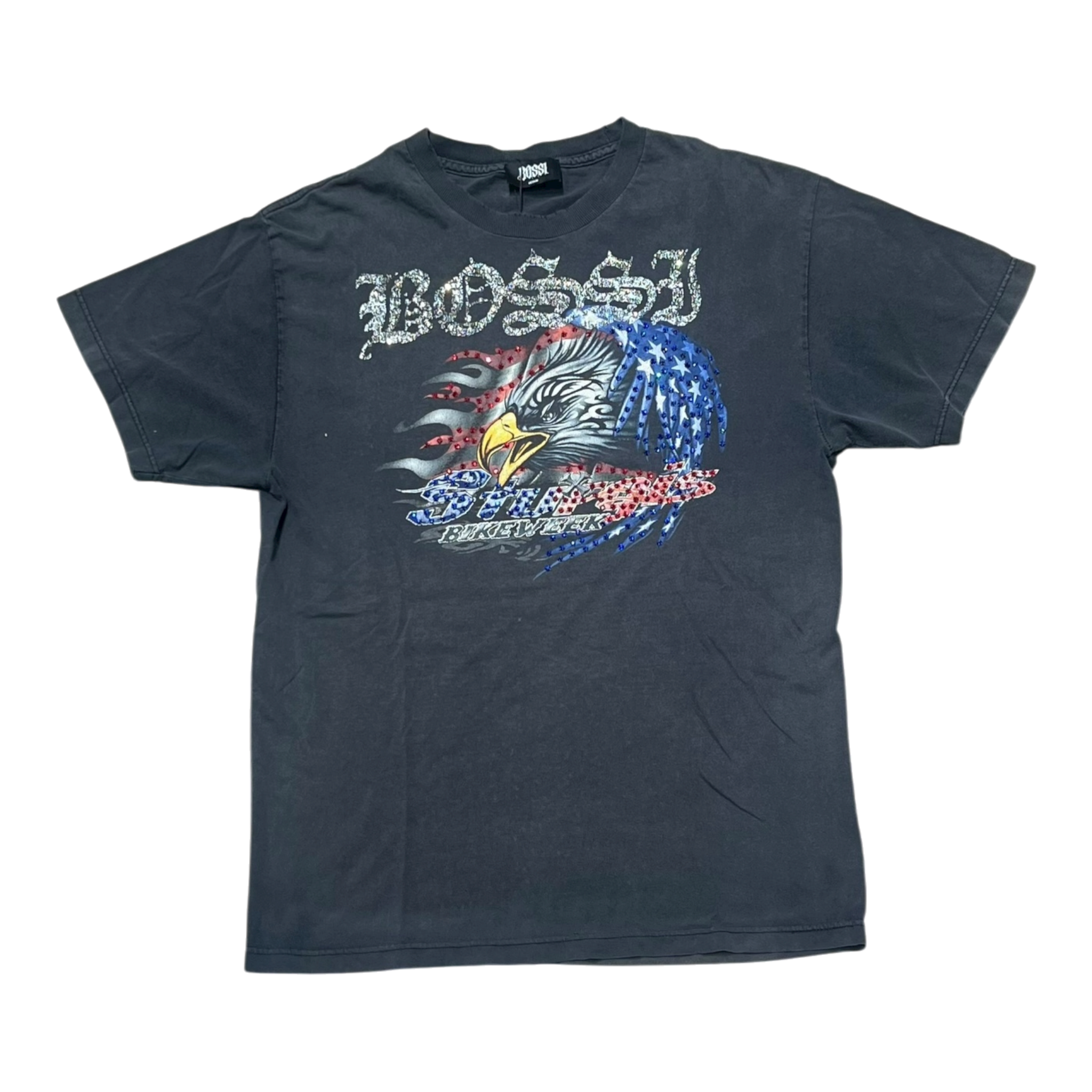 American Flag Eagle Vintage Rhinestone Tee (FW25)