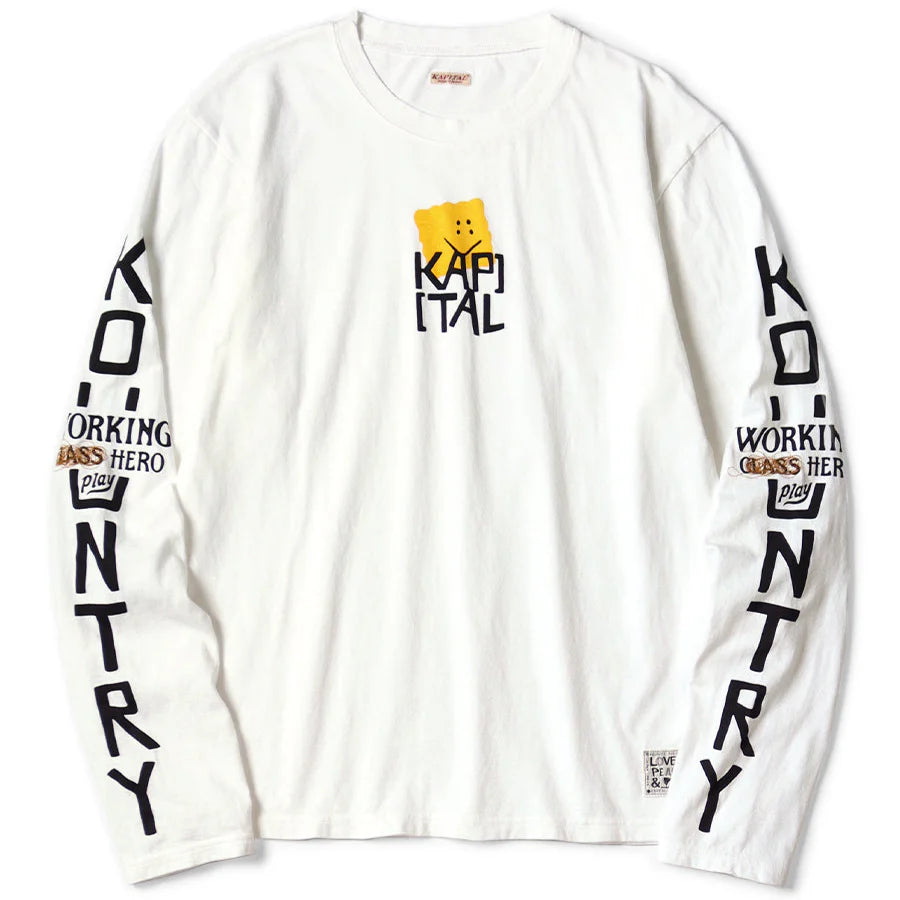 Jersey Crew Long Sleeve T-Shirt (Peckish Kapital Print) Yellow