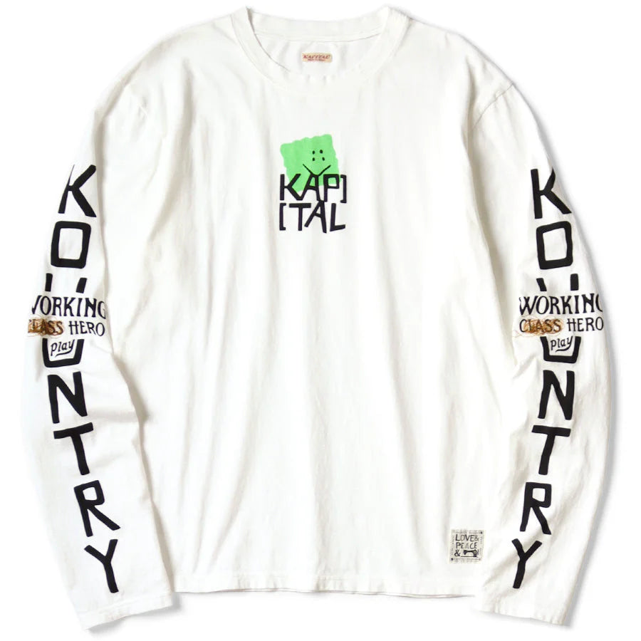 Jersey Crew Long Sleeve T-Shirt (Peckish Kapital Print) Green