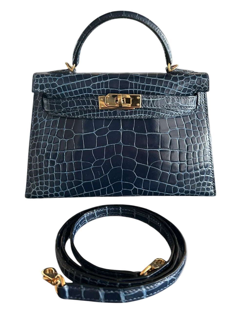 Blue Marine Crocodile Mini Kelly 20