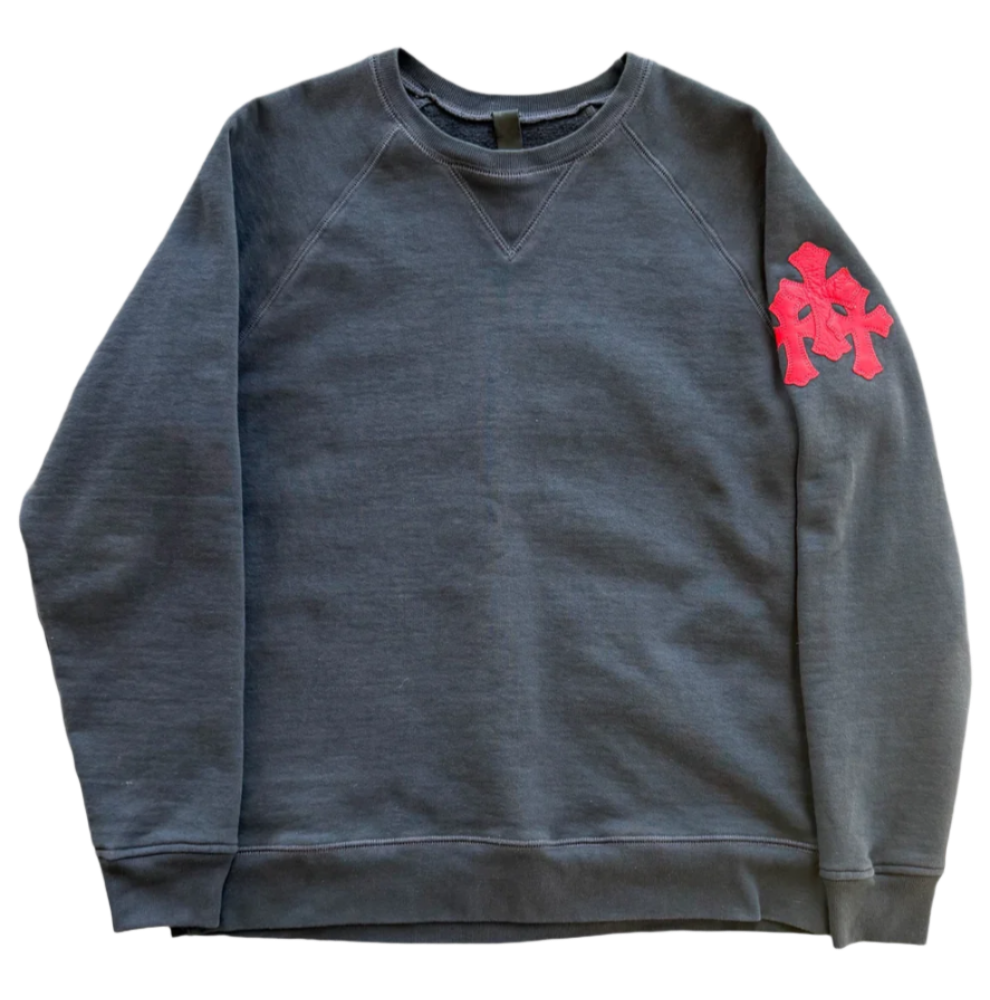 Triple Red Cross Paper Jam Crewneck Sweatshirt Navy